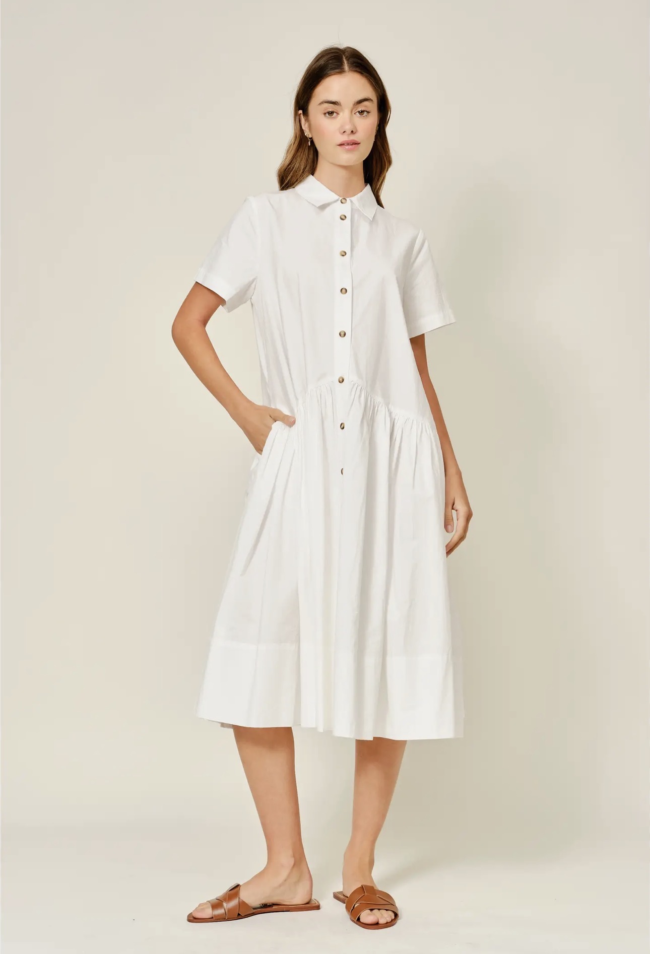 Arron and Amber- Short Sleeve Cotton Shirts Dress