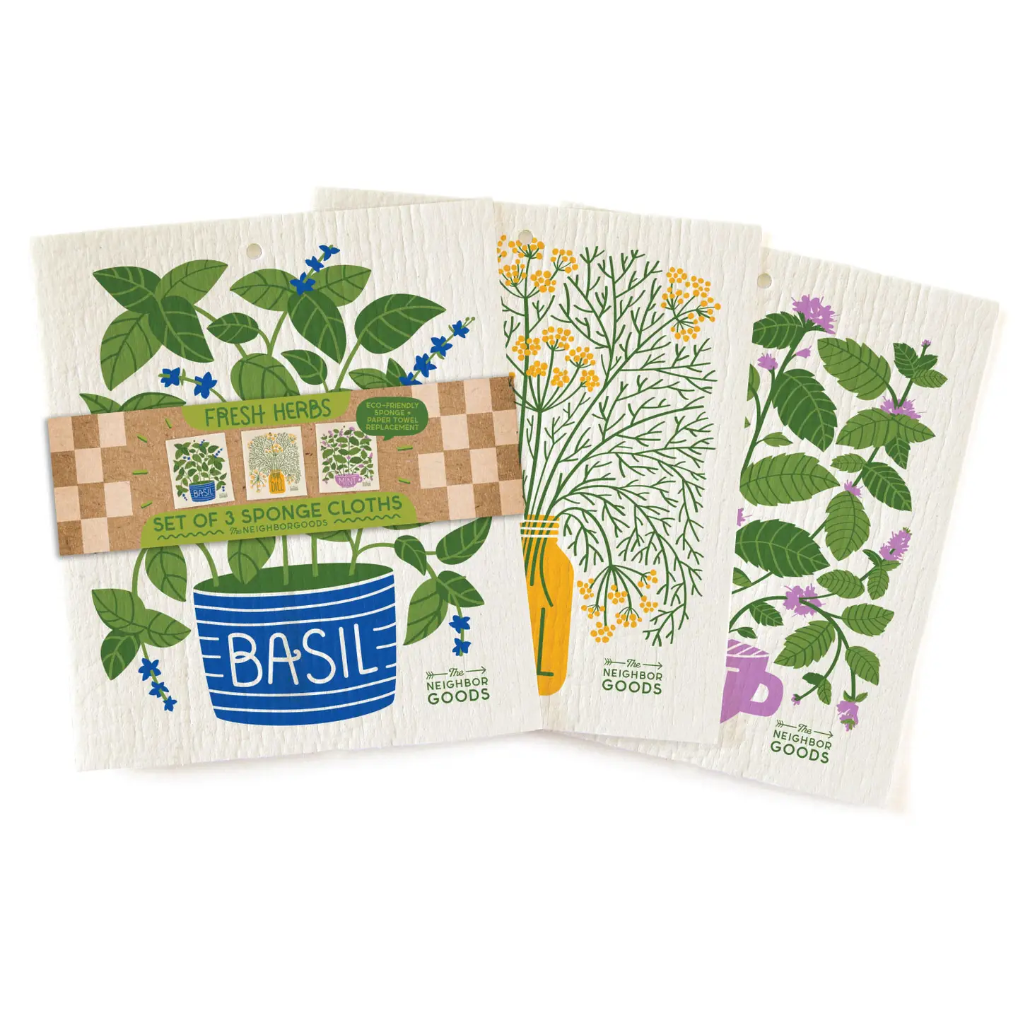 The Neighborgoods- fresh herbs sponge cloths