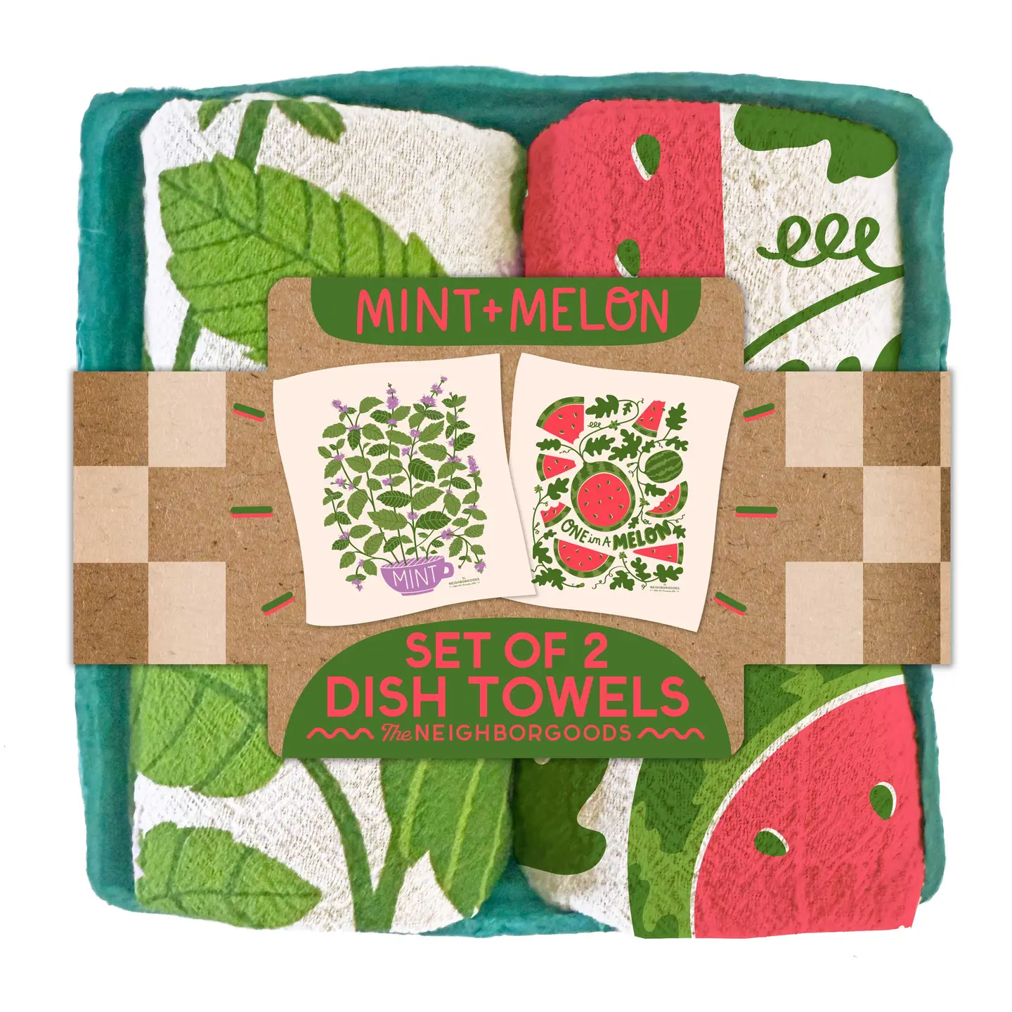 The Neighbogoods-mint+melon tea towels 