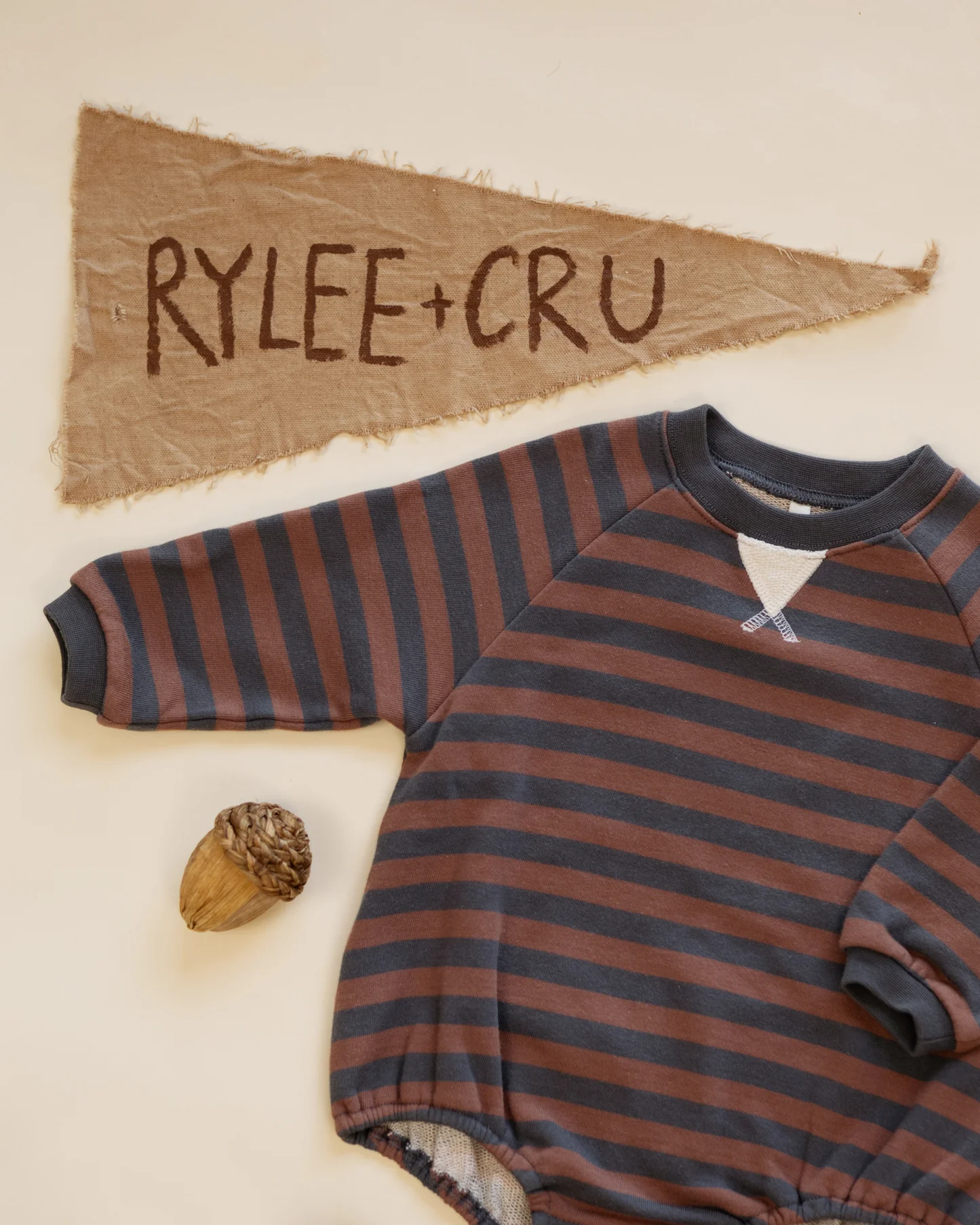 Rylee + Cru - Crew Neck Romper Mulberry Stripe 