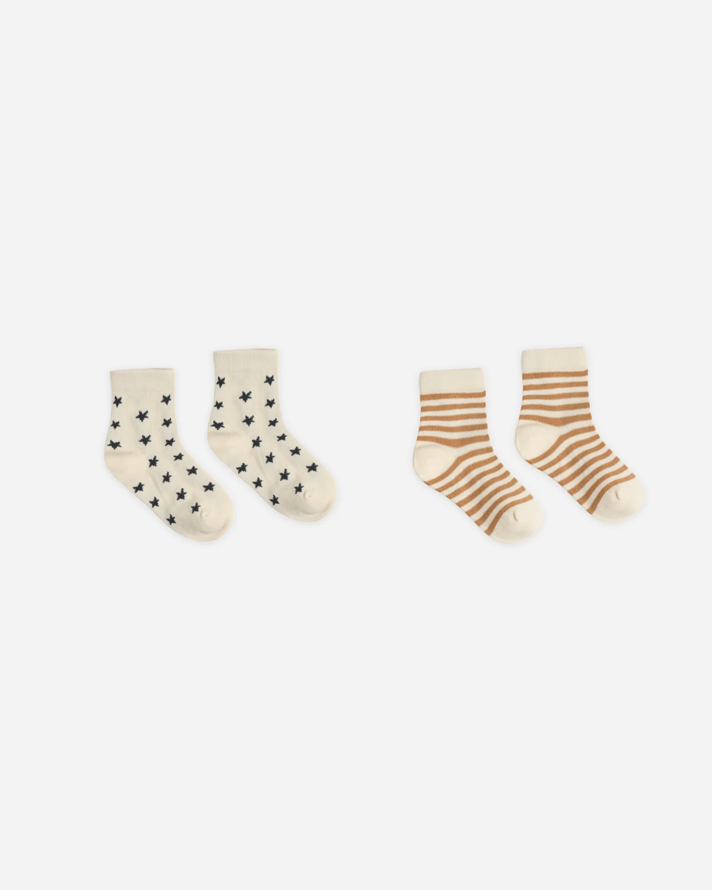 Rylee + Cru - Jacquard Socks, 2-Pack Fawn Stripe, Midnight Stars