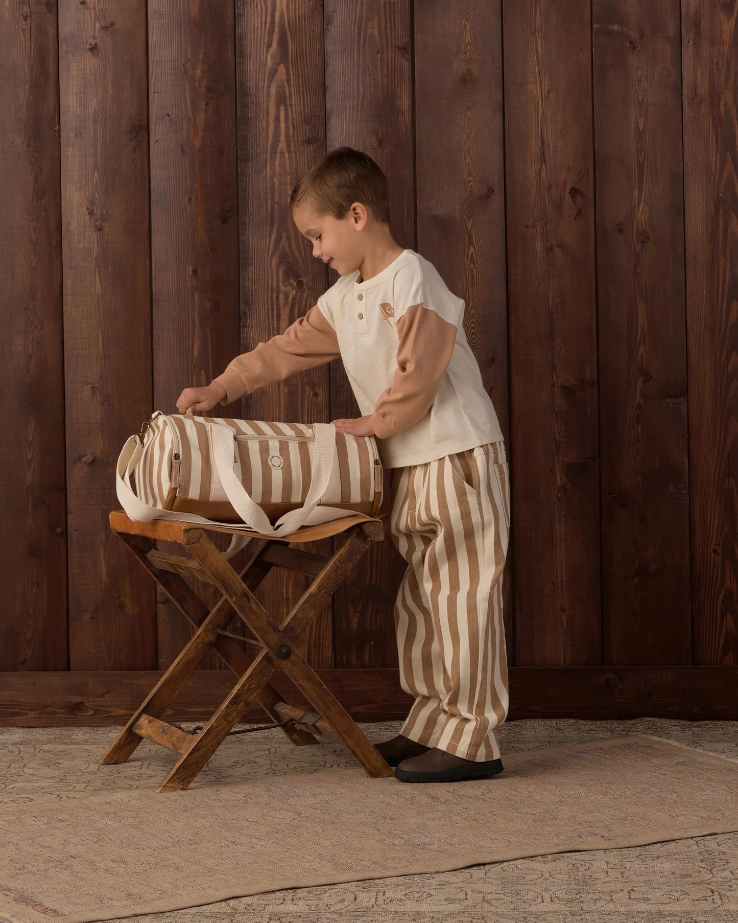 Rylee + Cru - Duffle Bag Fawn Pinstripe