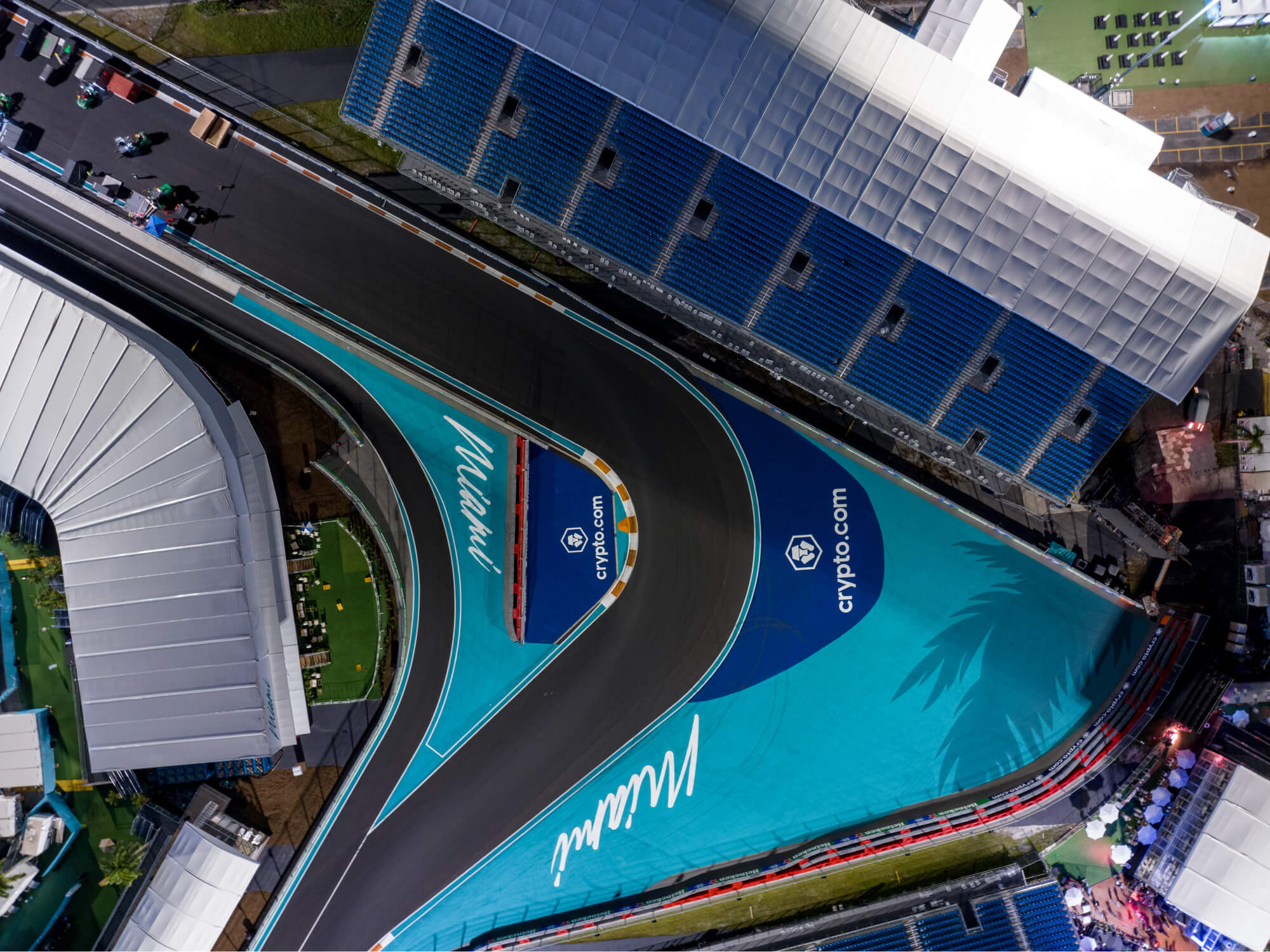 aerial view of f1 track in miami florida
