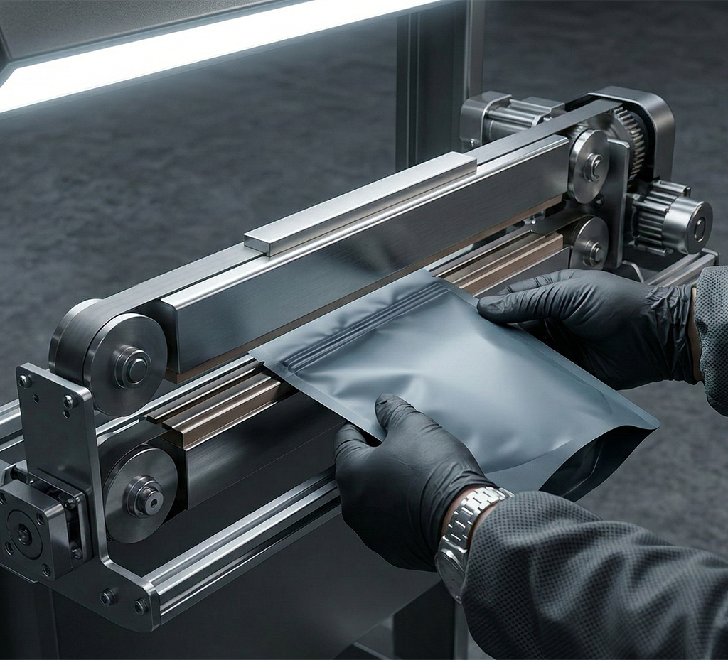 Machine sealing food packaging pouch