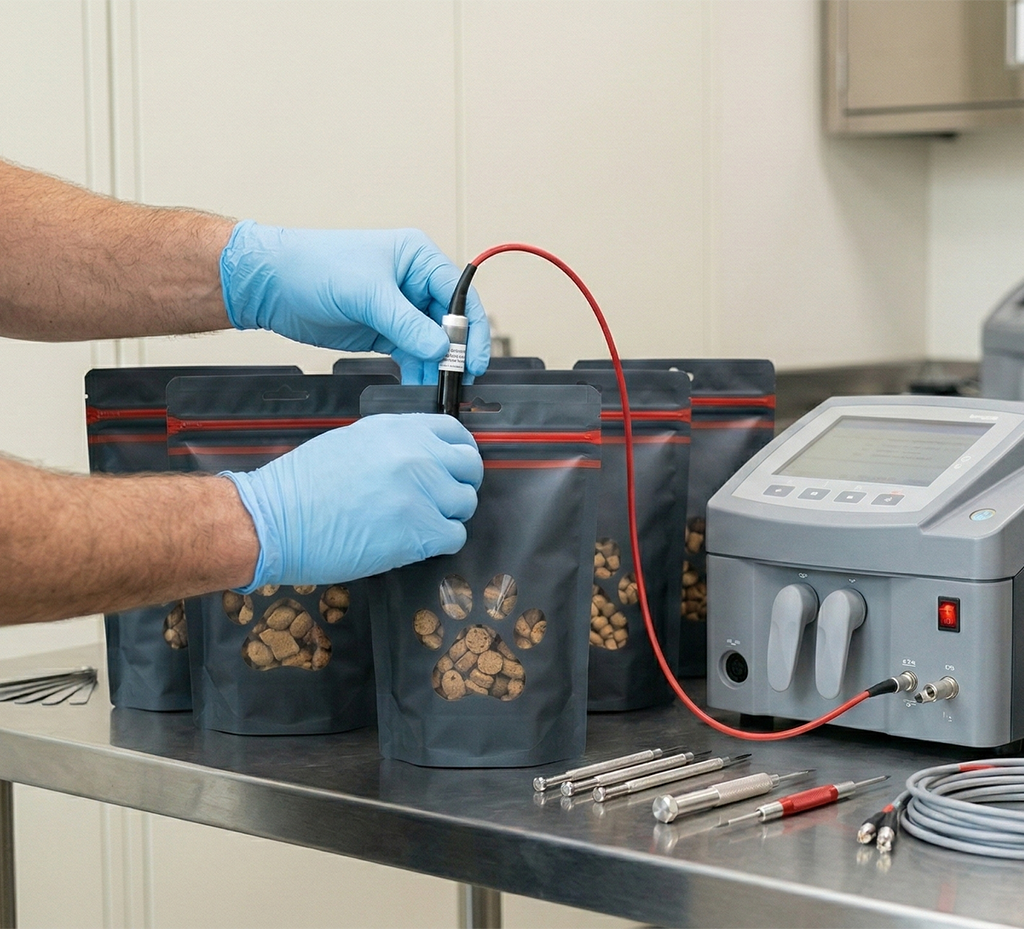 Testing dog food packaging quality for pet product design