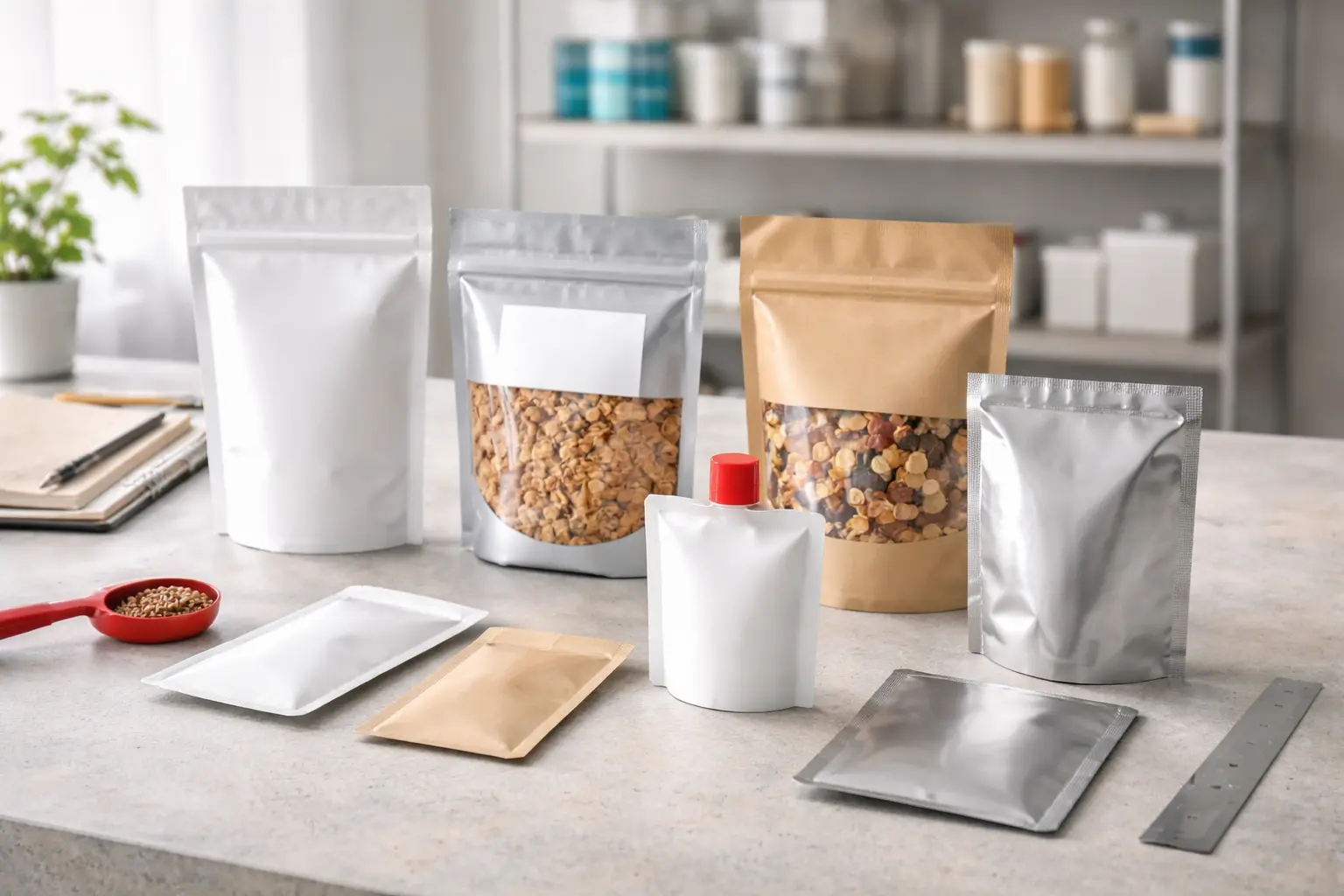 Various flexible packaging films on display