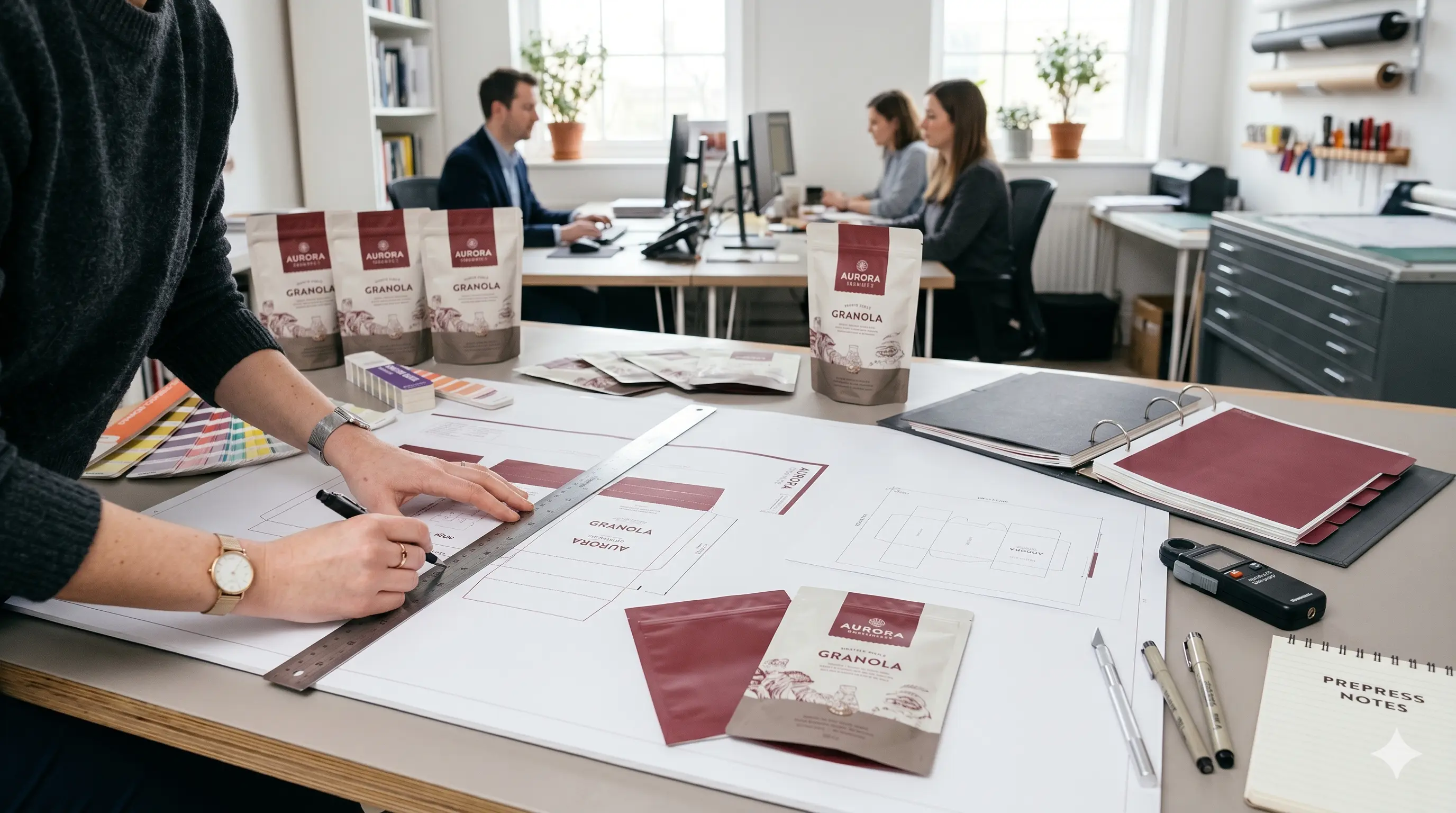 Design workspace with stand up pouch printing templates