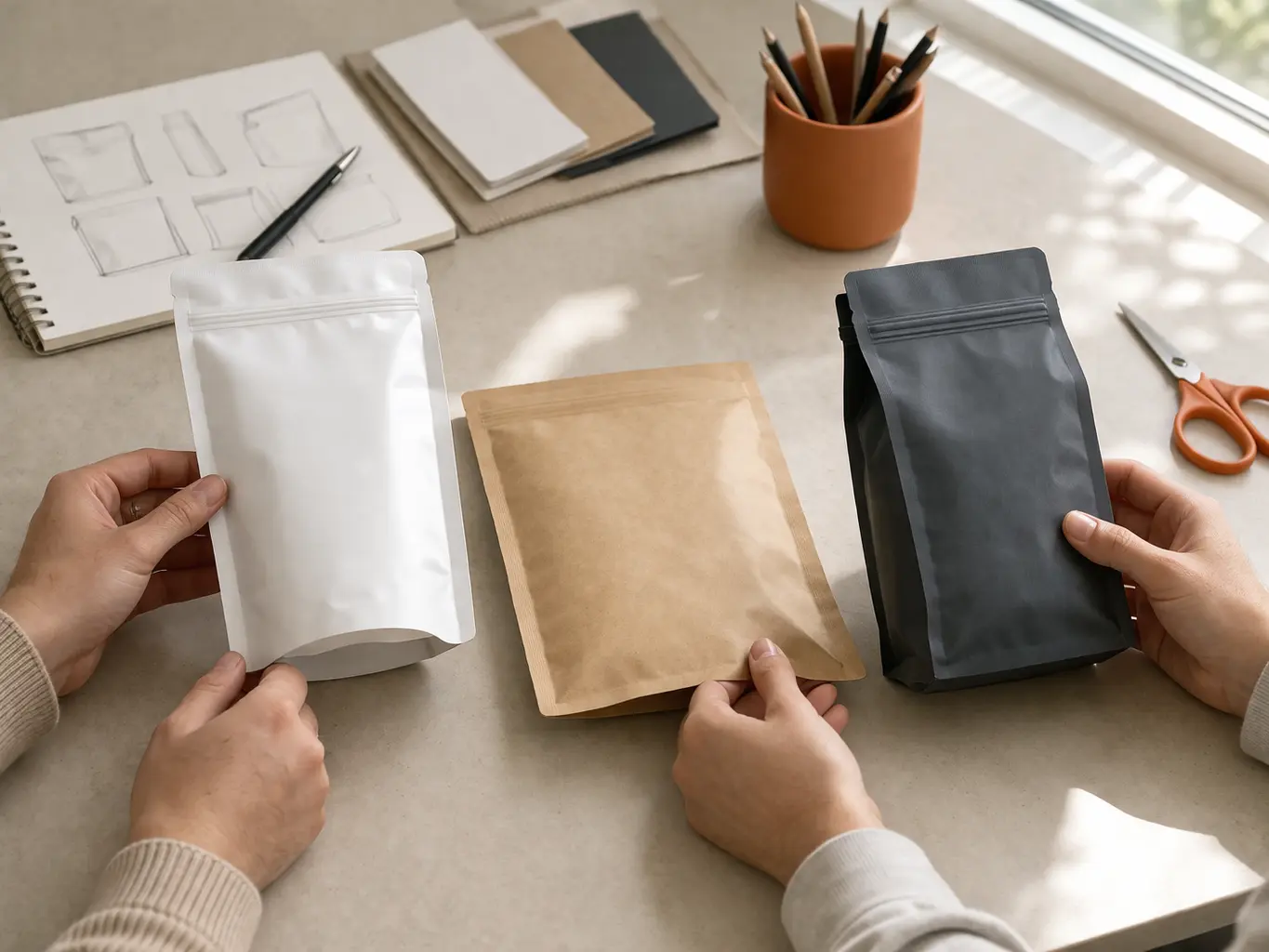 Designing and handling custom stand up pouches