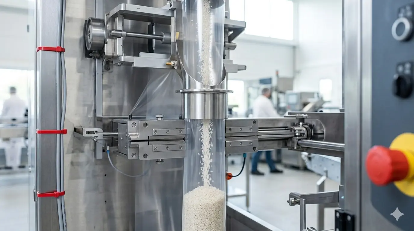 VFFS machine operating in a commercial packaging setup