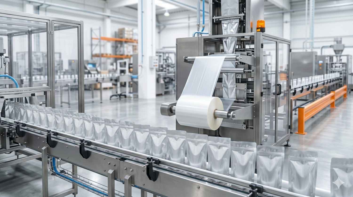 Rollstock packaging machine in a factory