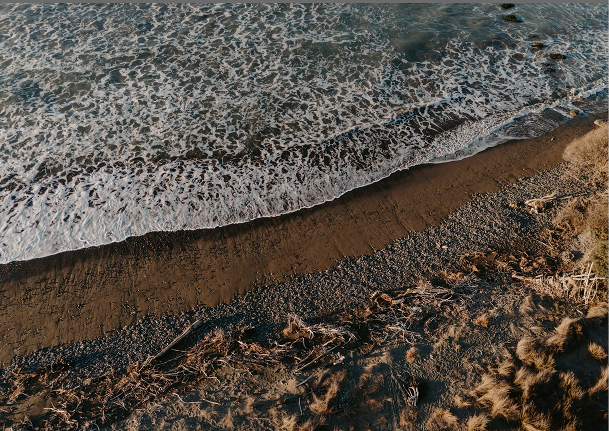 Aerial shot of the coastline