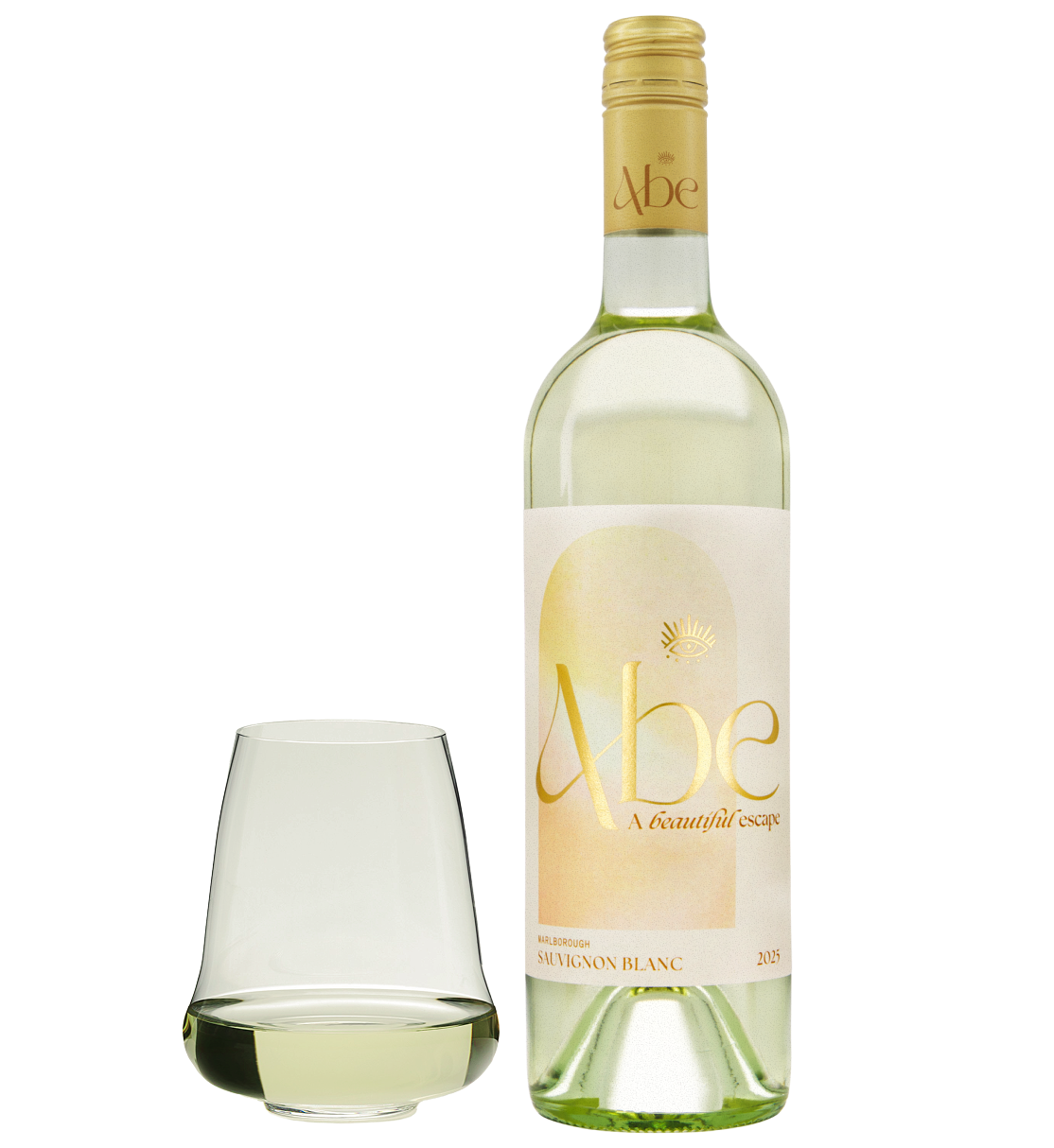 Abe Sauvignon Blanc with a glass of wine.