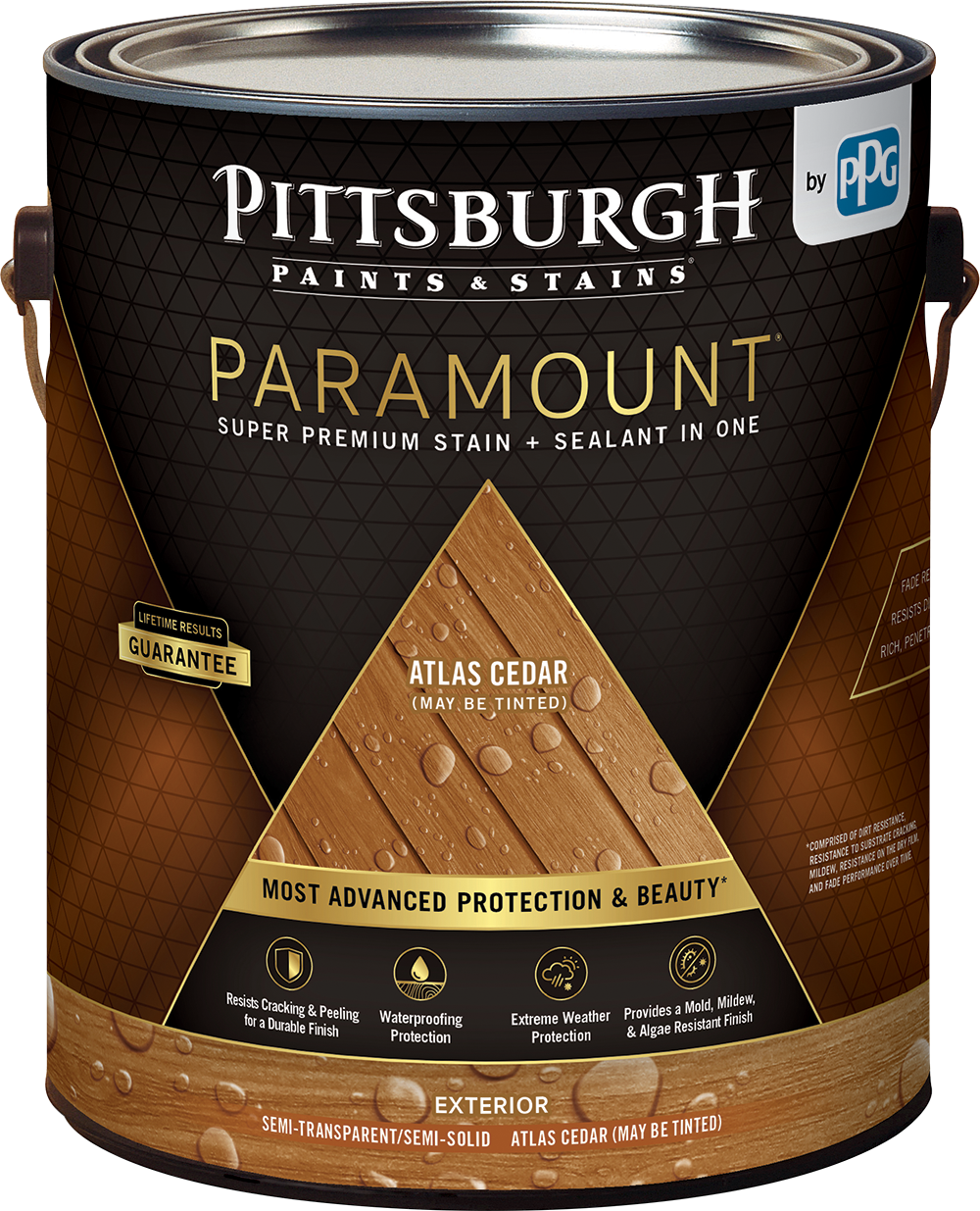 PITTSBURGH PAINTS & STAINS® PARAMOUNT™ Exterior Semi-Transparent Super Premium Stain & Sealant In One - Acrylic Oil