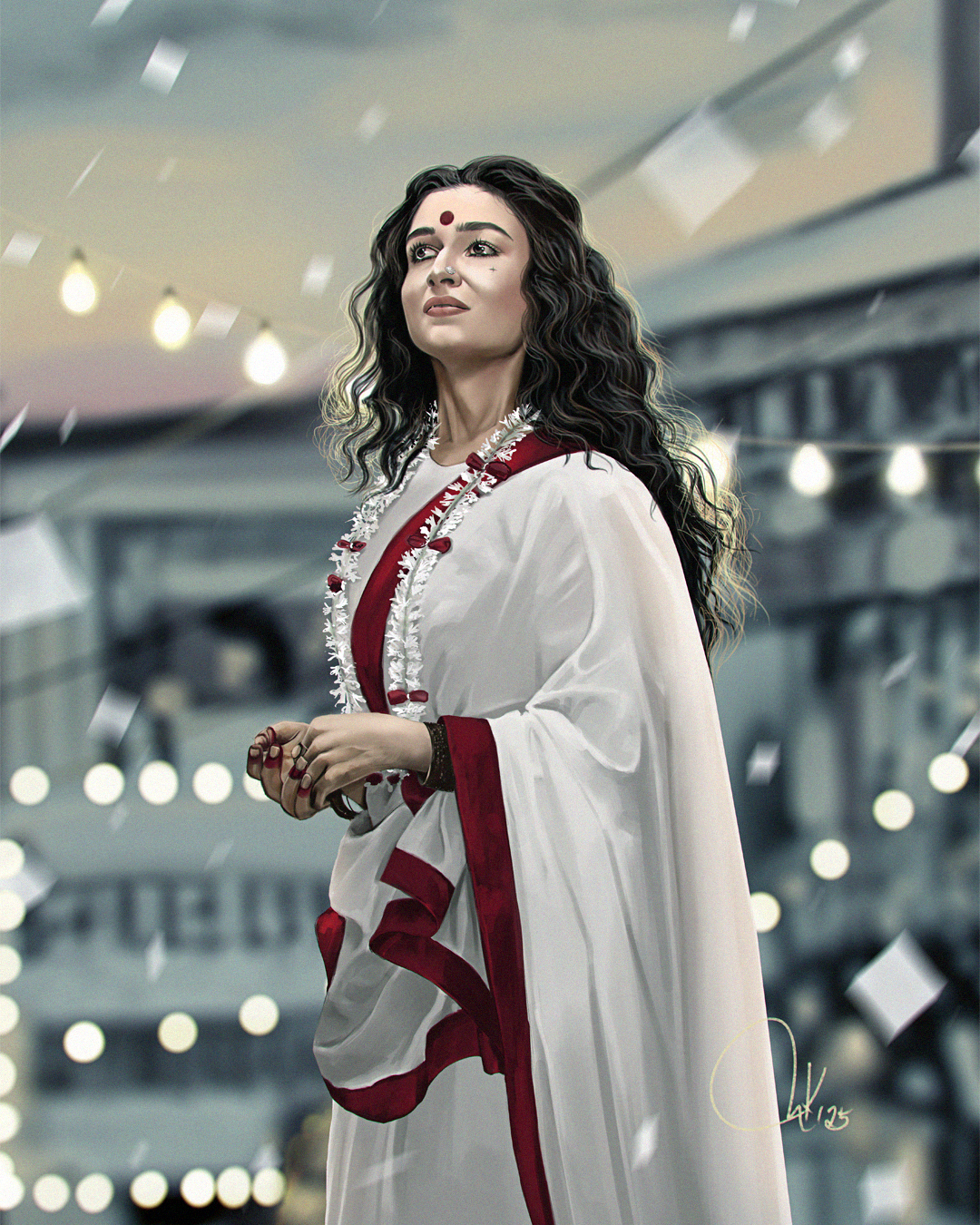 Digital painting of Gangubai Kathiawadi.