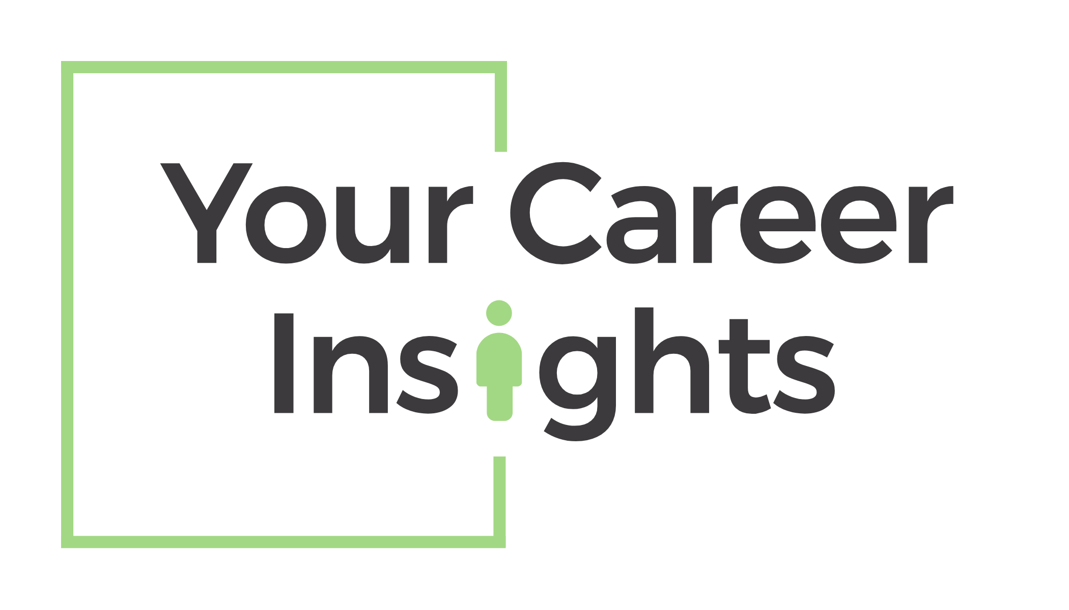 Logo with text 'Your Career Insights' and a green human figure replacing the 'i' in 'Insights' inside a green square frame.