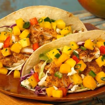 Two Baja Fish Tacos with Mango Salsa