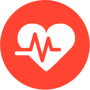 Icon showing a heart with a line graph inside
