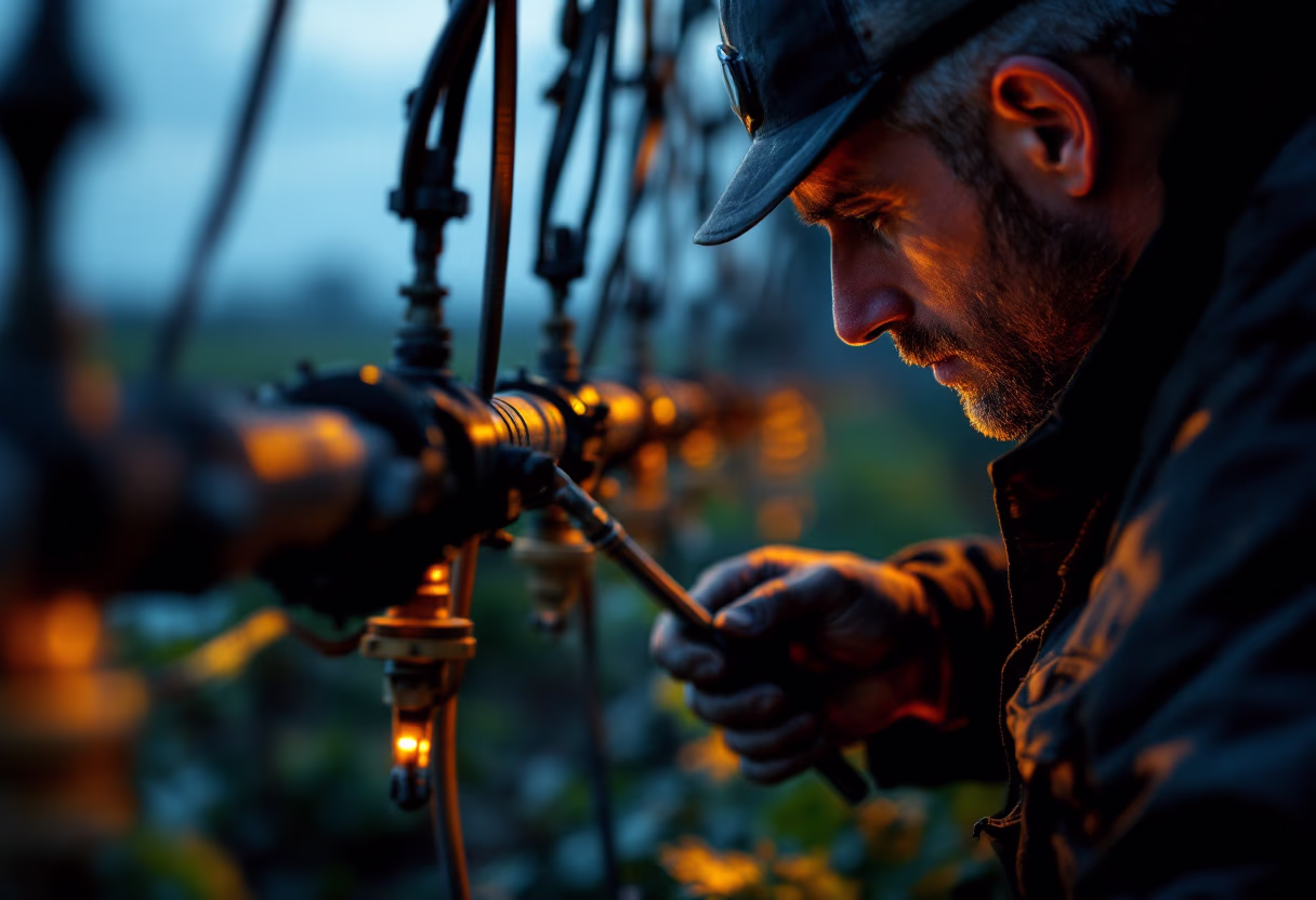 image of irrigation system maintenance in a field