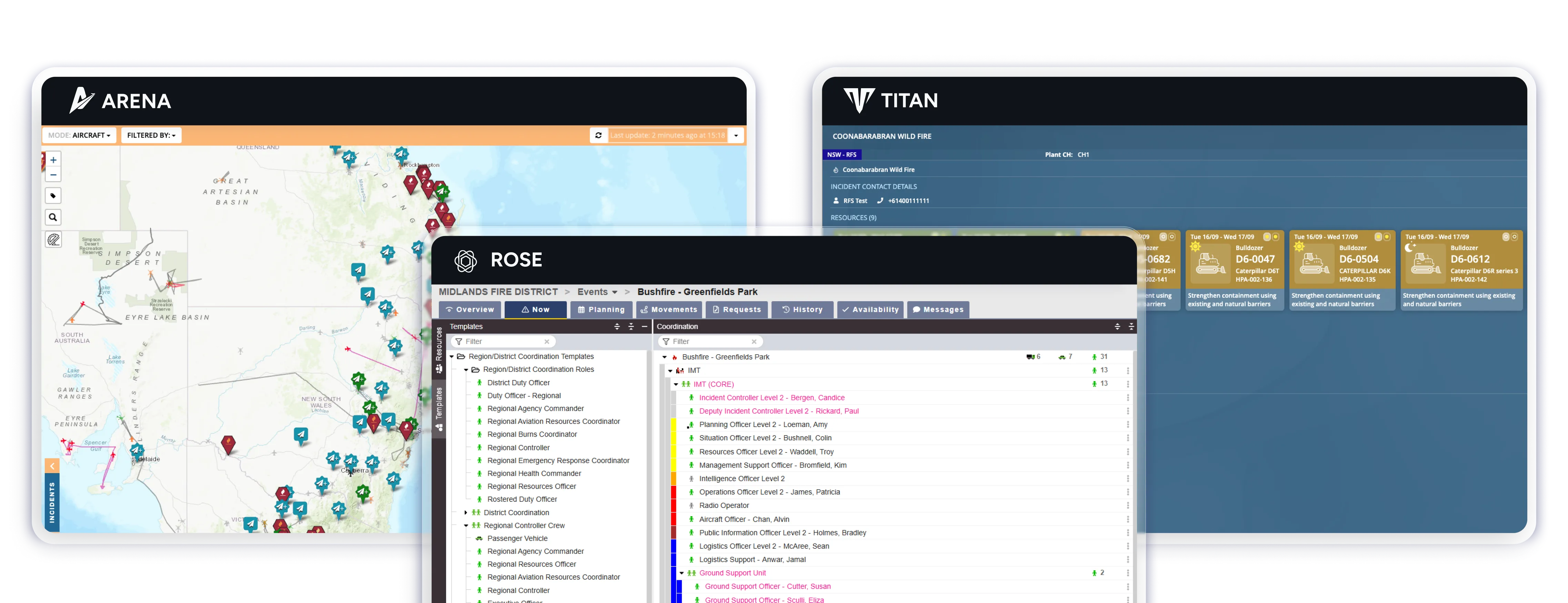 Stock Software display showing three dashboards together, highlighting features of their emergency management software.