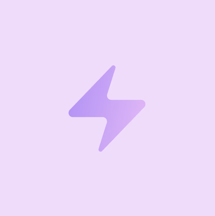 Purple lightning bolt icon with gradient shading on a solid purple background.