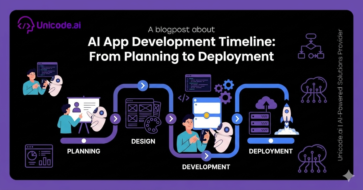 Blog cover with Unicode.ai logo featuring AI sentiment and review analysis solutions icons, including a hand selecting a happy face, user avatar surrounded by arrows, and various tech and analytics symbols on a black and purple background.