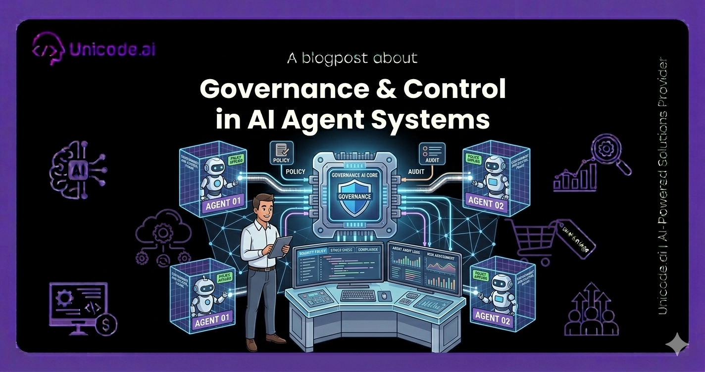 Blog cover with Unicode.ai logo featuring AI sentiment and review analysis solutions icons, including a hand selecting a happy face, user avatar surrounded by arrows, and various tech and analytics symbols on a black and purple background.