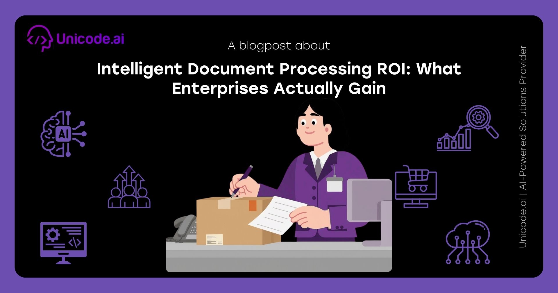 Illustration of a woman handing files and charts to a robot with icons representing AI and business analytics on a black background titled 'How Businesses Can Launch AI Features Faster Using AIaaS'.