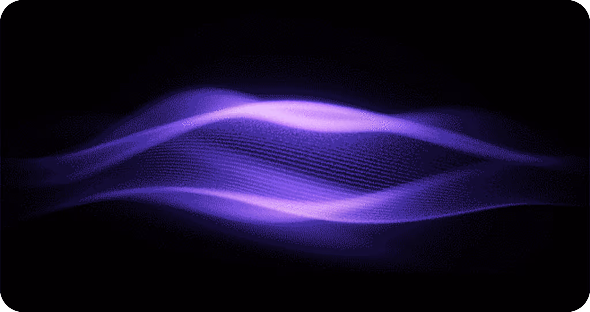 Microphone icon above a colorful soundwave visualization on a dark background representing voice AI technology.