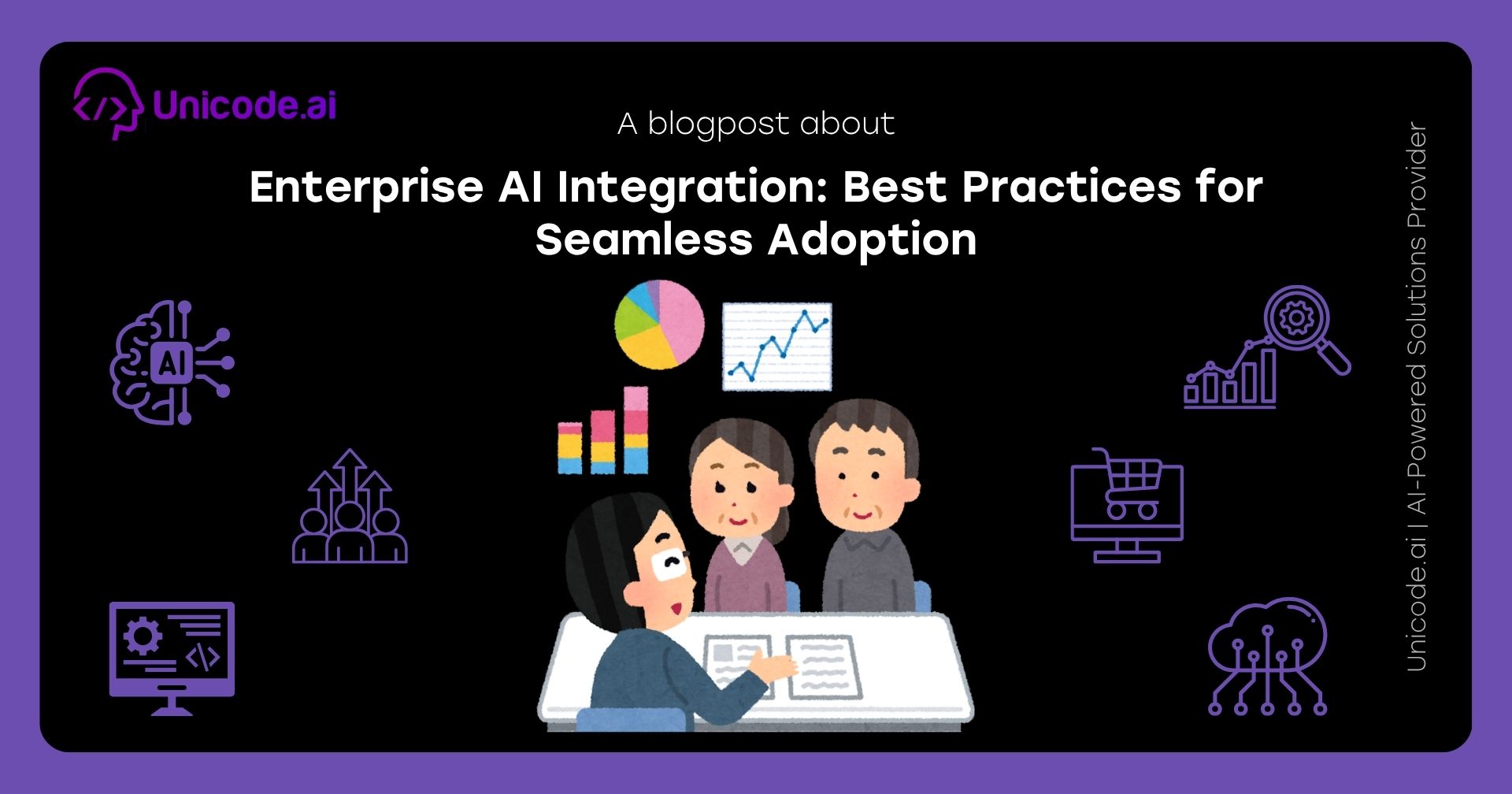 Illustration of a woman handing files and charts to a robot with icons representing AI and business analytics on a black background titled 'How Businesses Can Launch AI Features Faster Using AIaaS'.