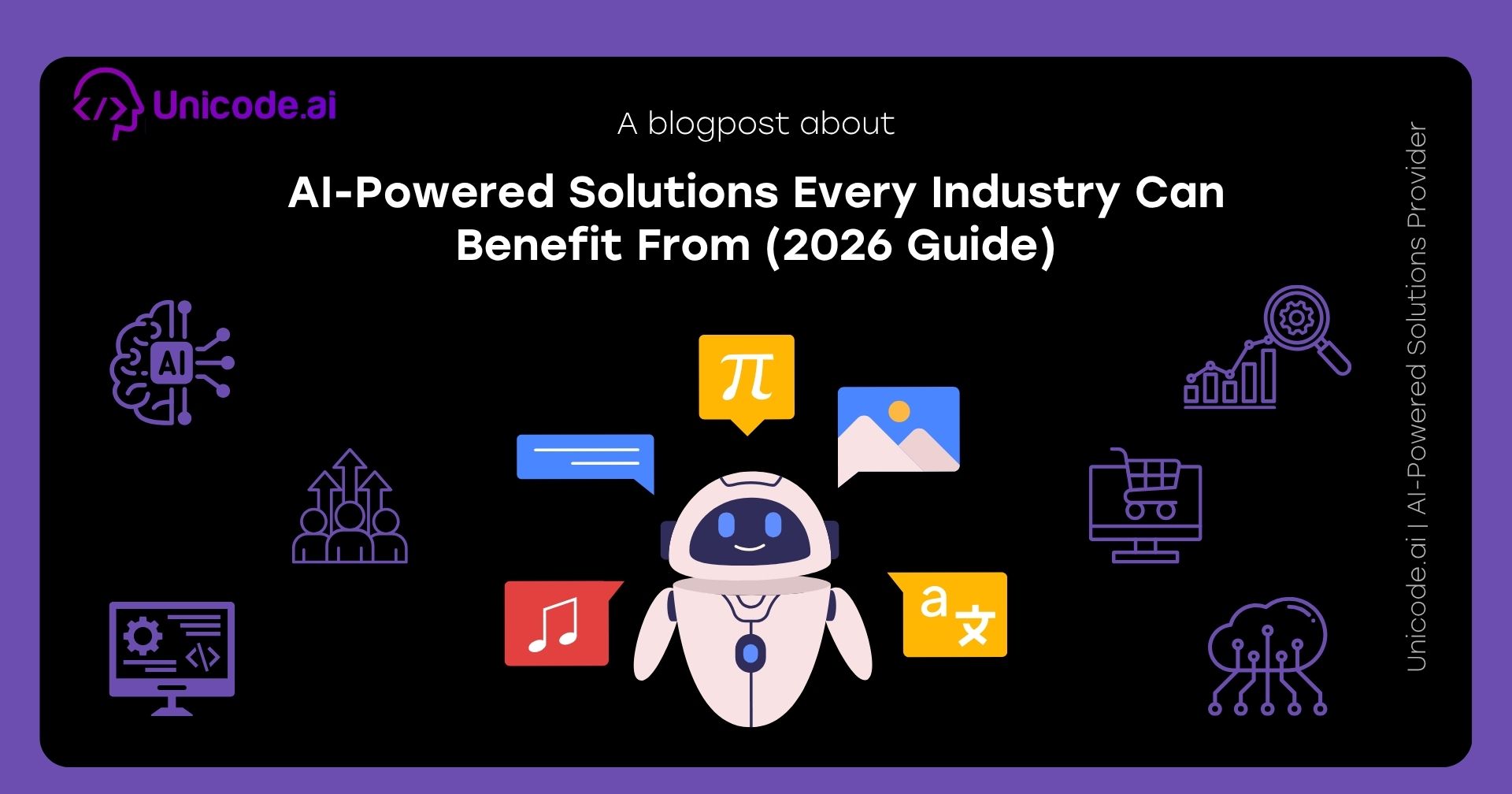 Illustration of a woman handing files and charts to a robot with icons representing AI and business analytics on a black background titled 'How Businesses Can Launch AI Features Faster Using AIaaS'.