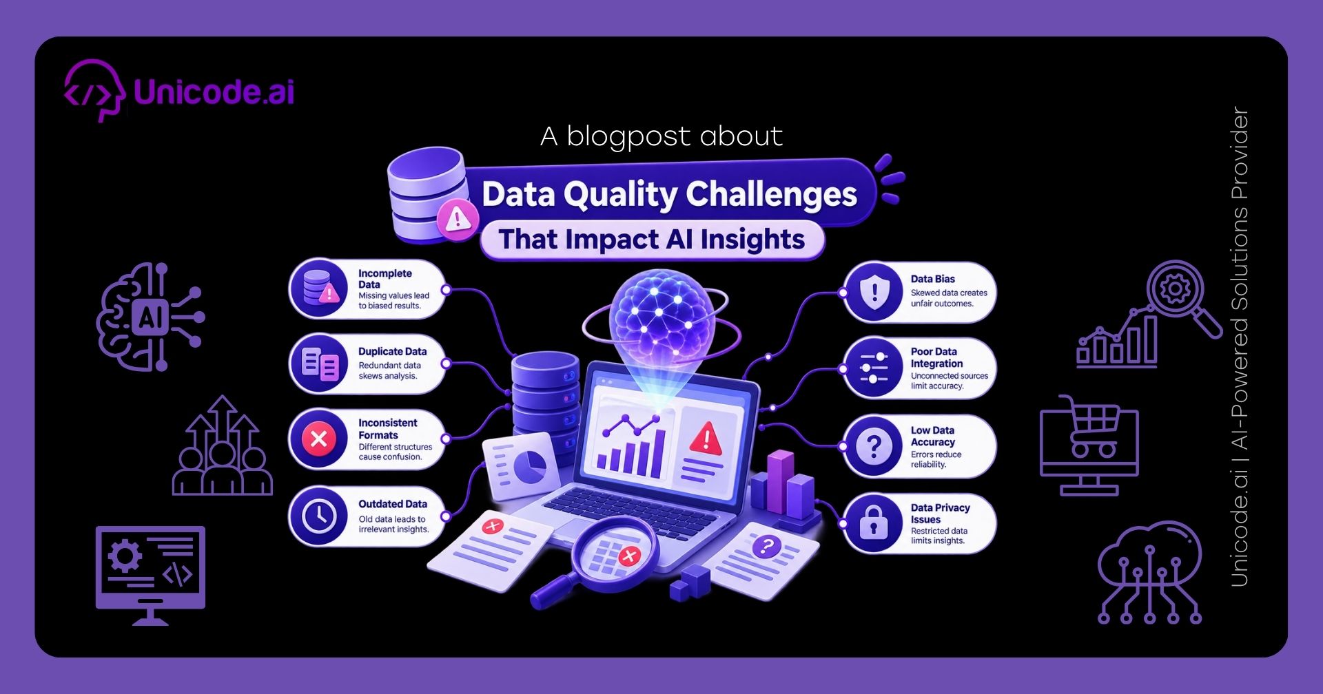 Unicode.ai blog banner with the title "AI Analytics vs Traditional BI Tools: A Practical Comparison" over a dark illustrated background.