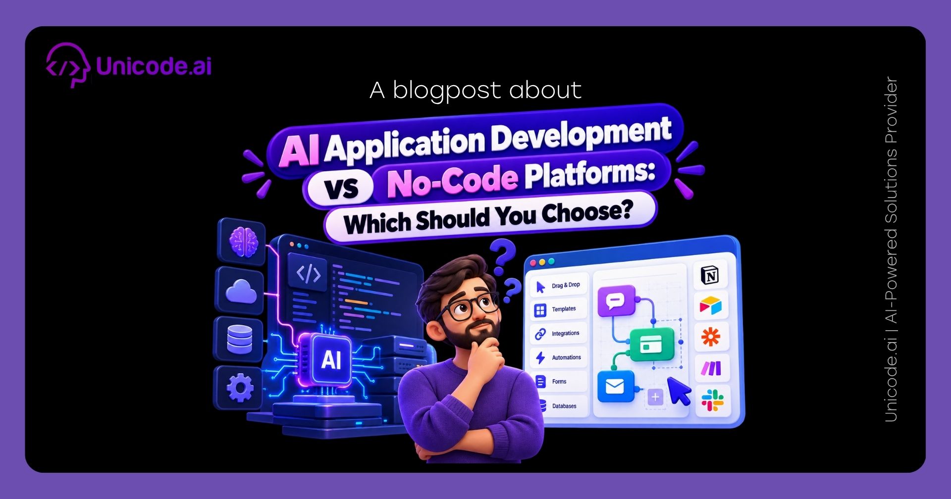 Unicode.ai blog banner with the title "AI Analytics vs Traditional BI Tools: A Practical Comparison" over a dark illustrated background.