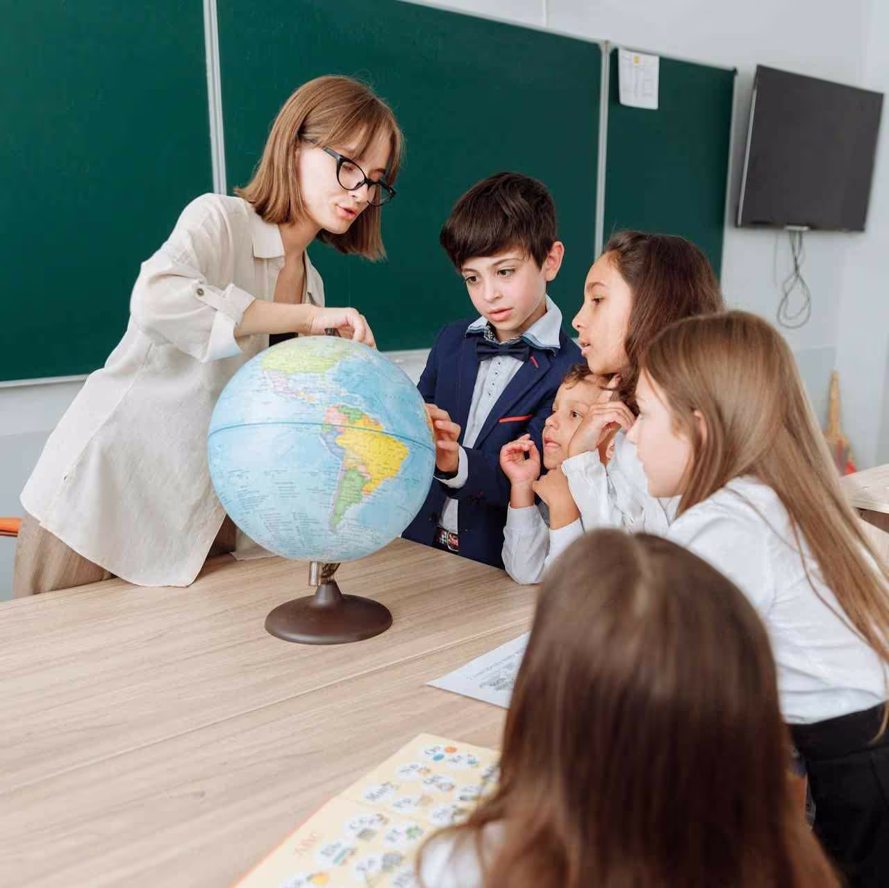 Kids in school learning