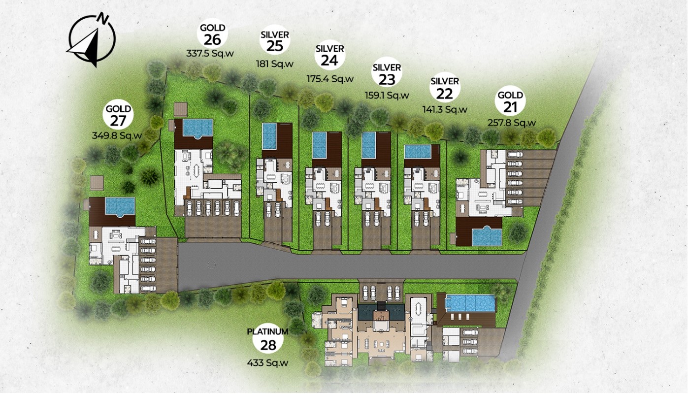 Master plan of new development with 8 properties in Chiang mai