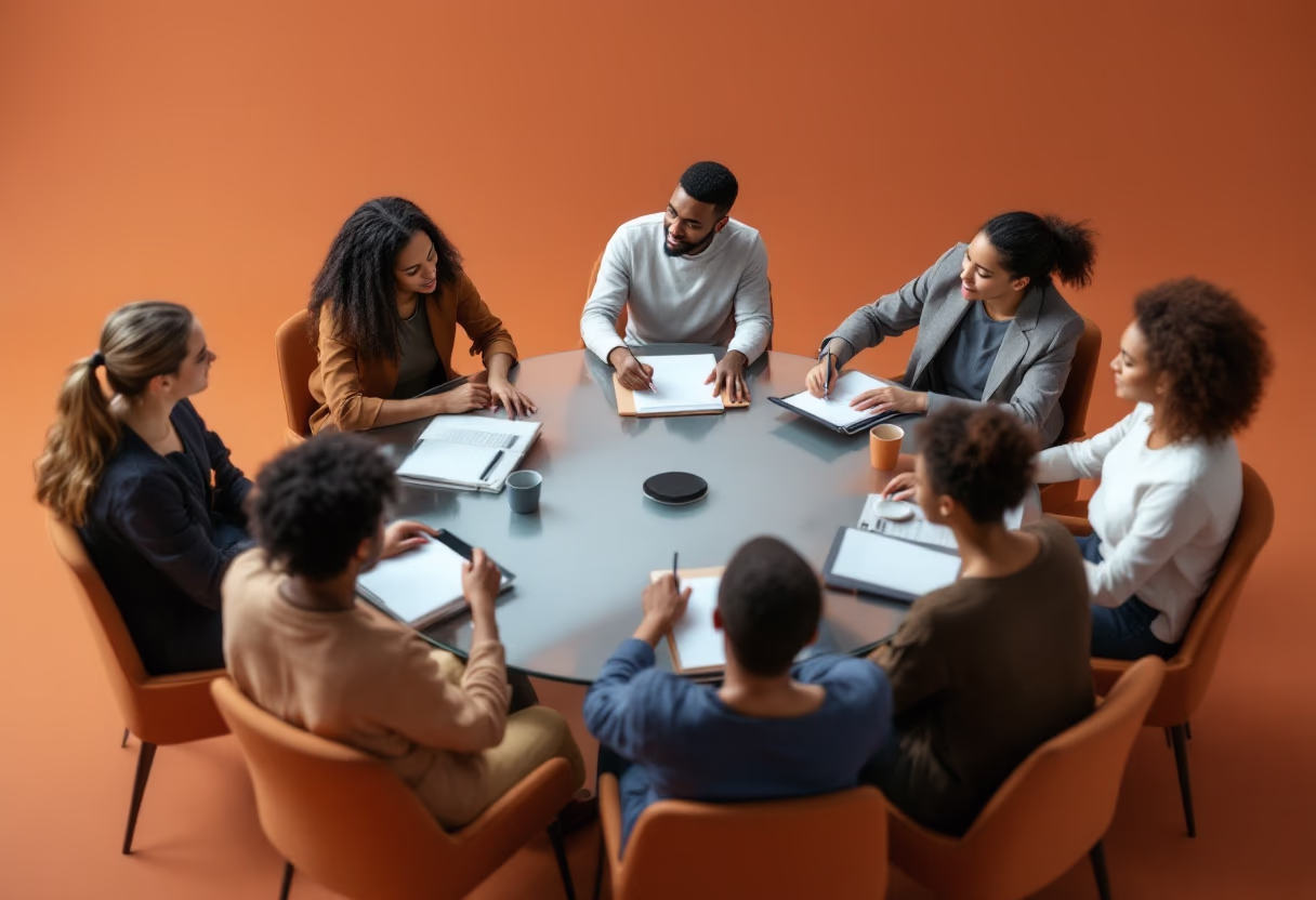 image of a diverse team in a meeting (for edtech)