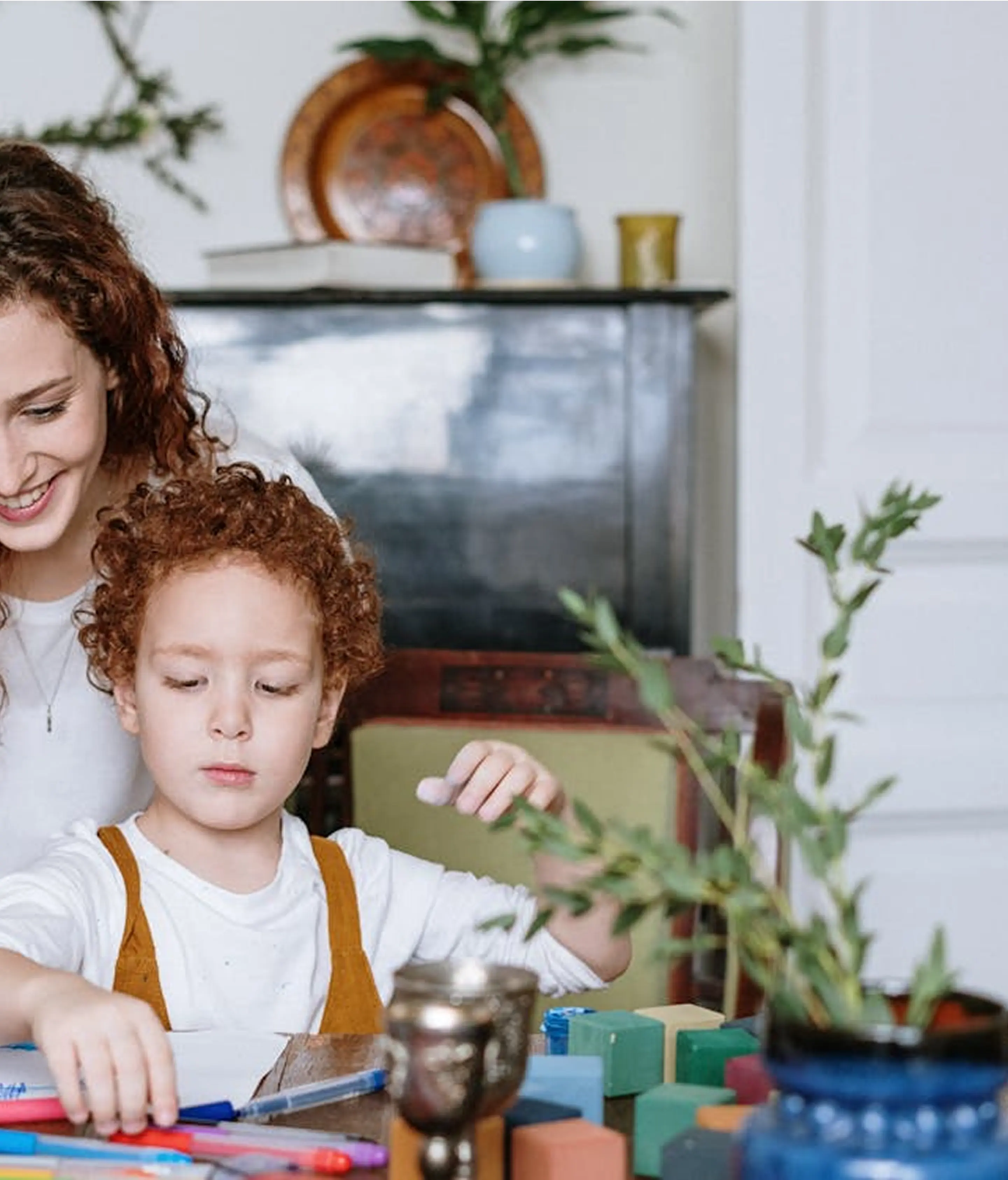 His Wife with kid playing