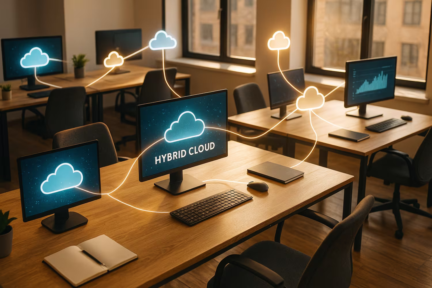 Hybrid cloud technology office setup