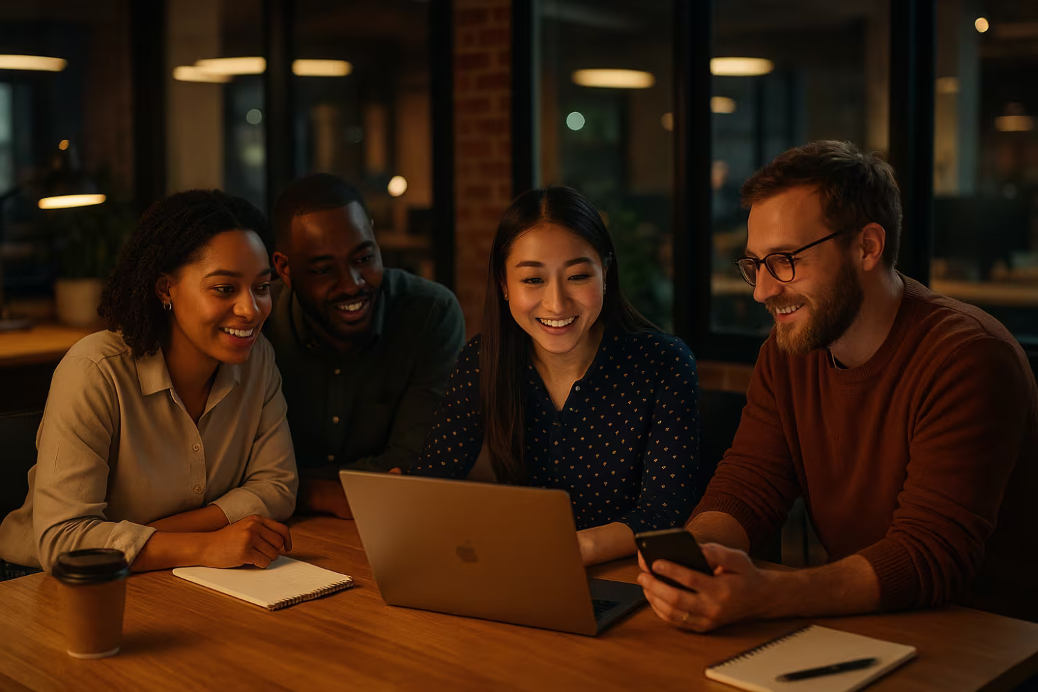 Diverse team using business communication tools