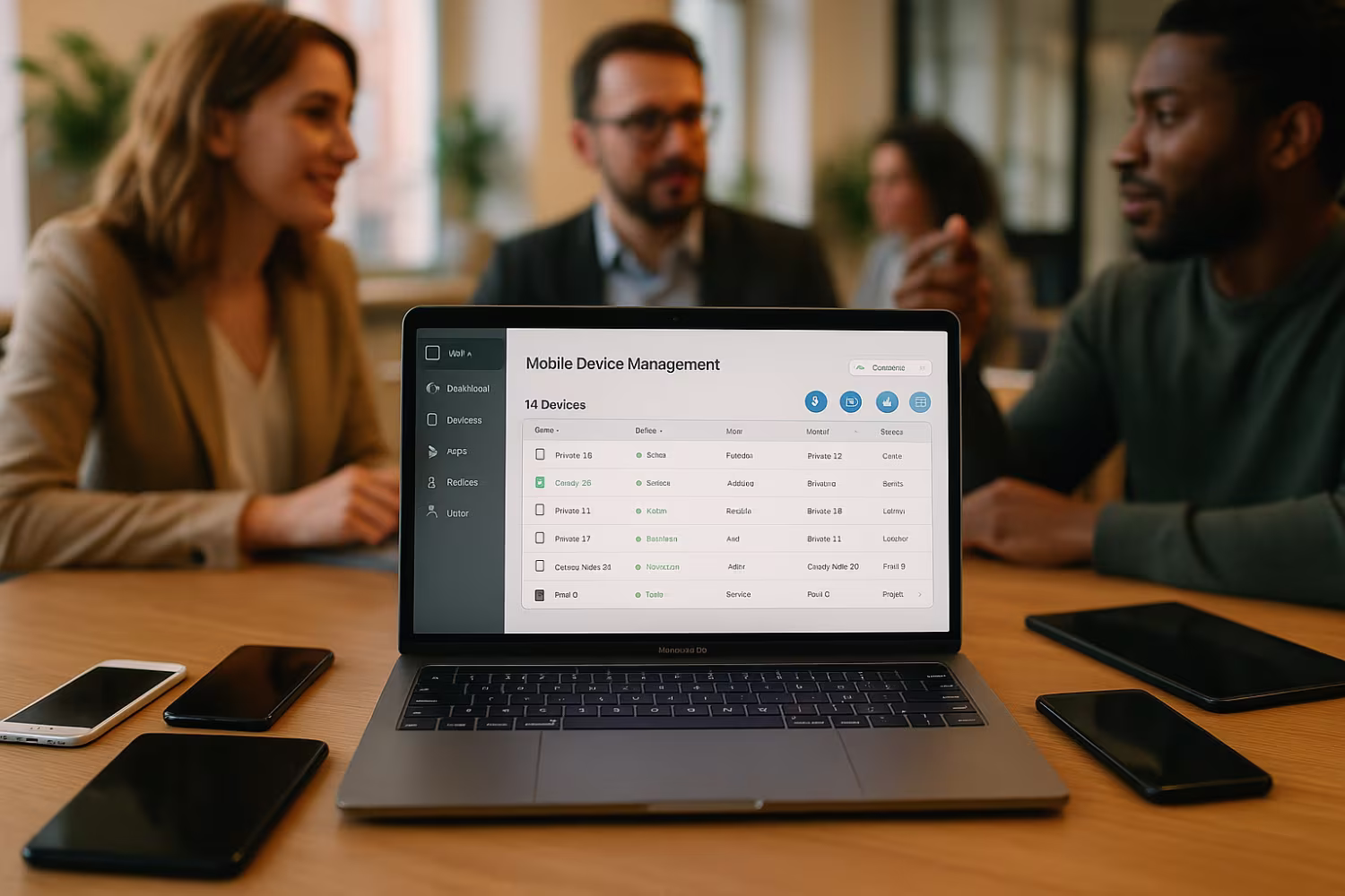 Mobile device management interface workspace