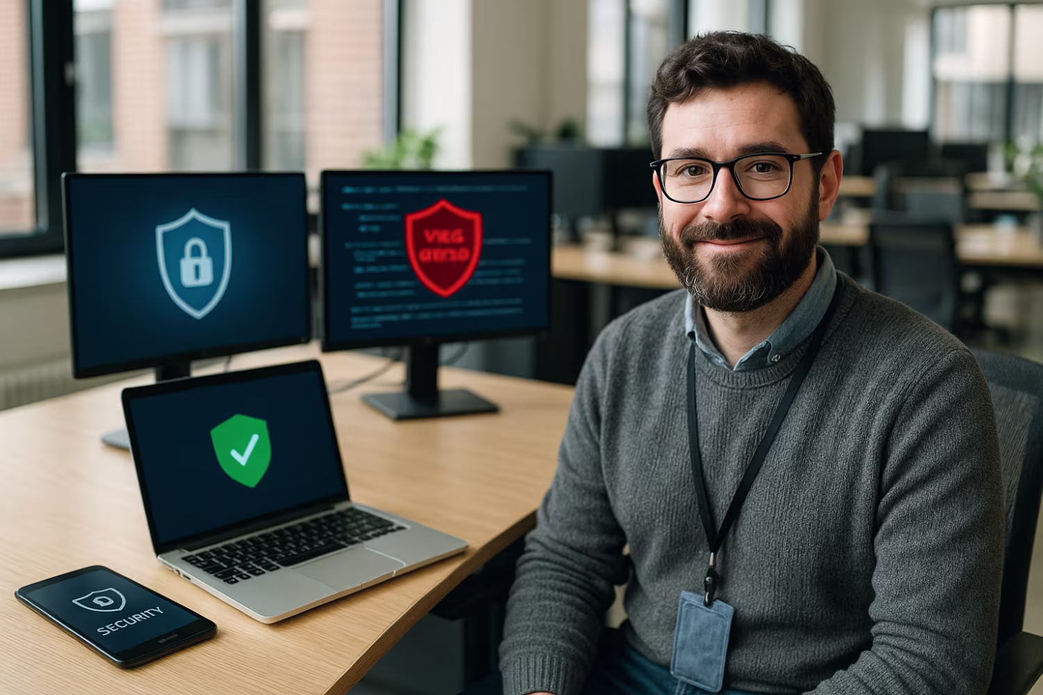 IT professional with mobile devices