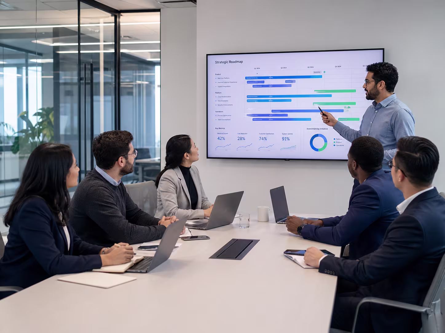 Diverse IT team discussing strategy