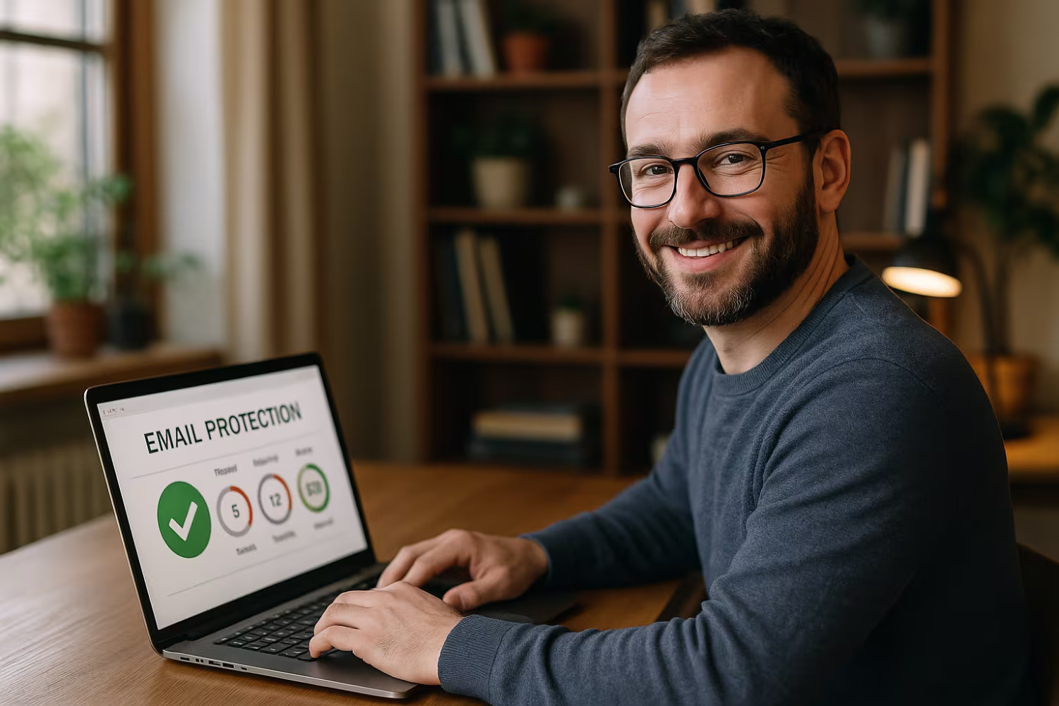 IT specialist using email protection software