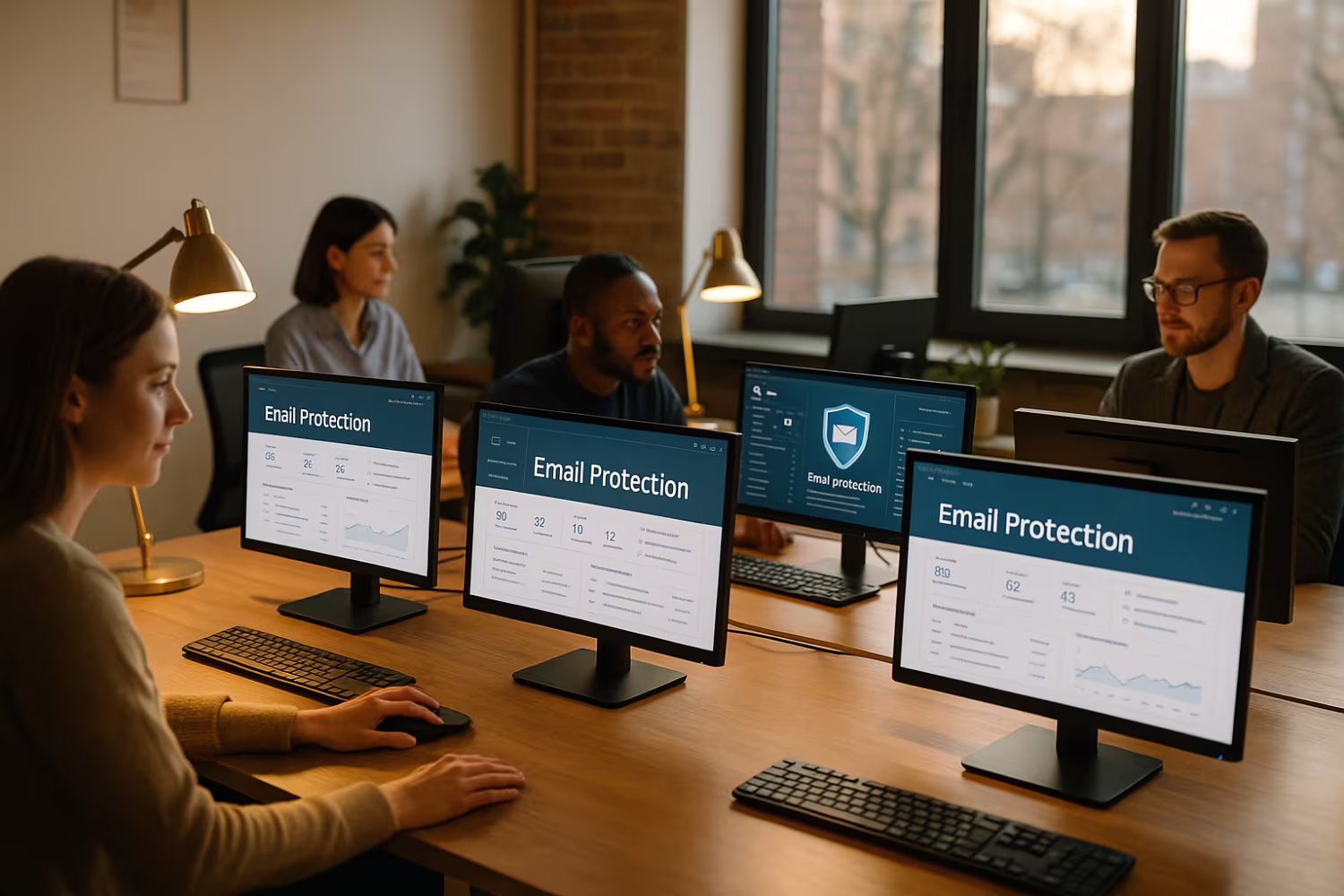 Team using email protection software