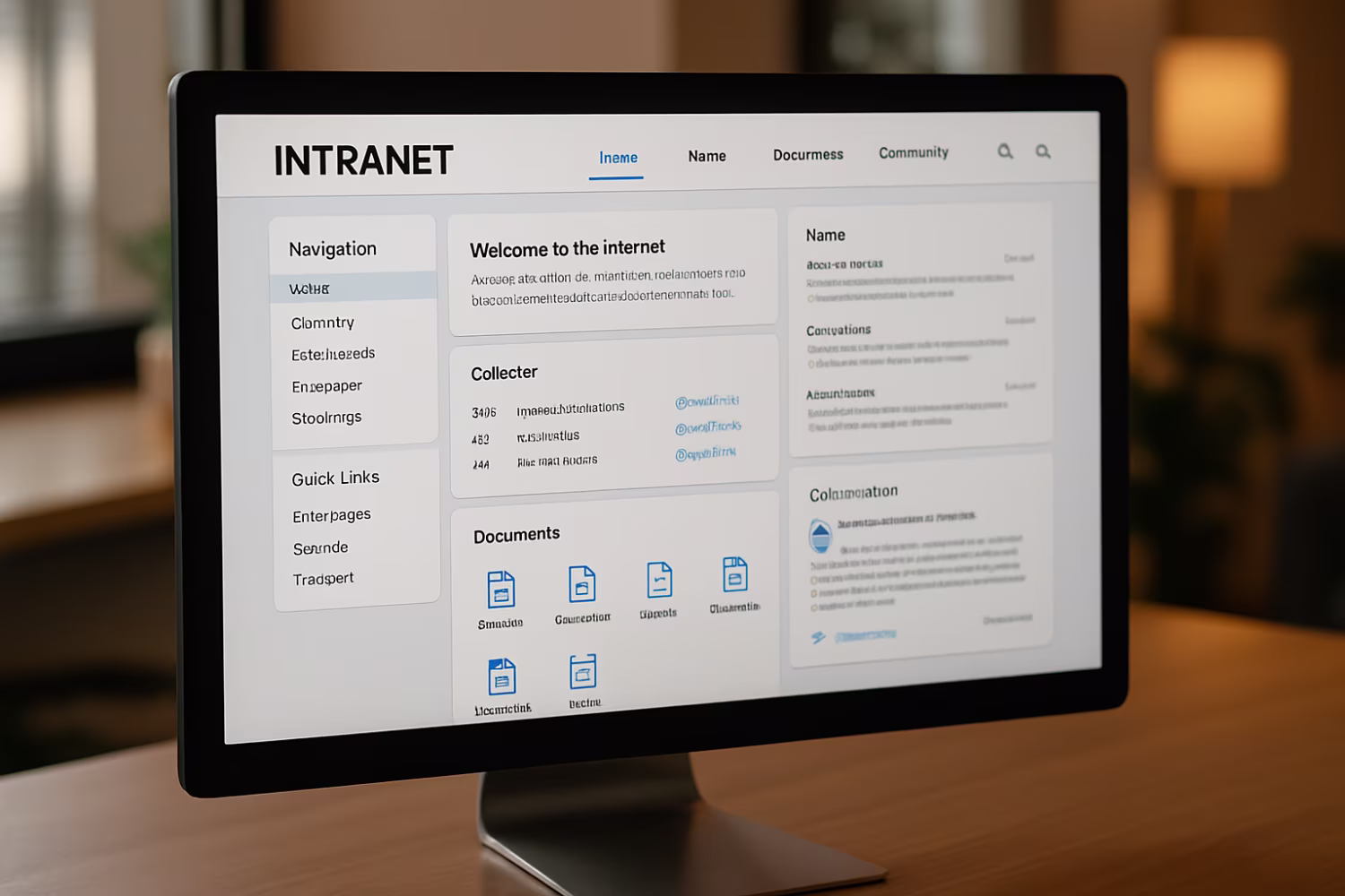 Modern intranet interface on desktop