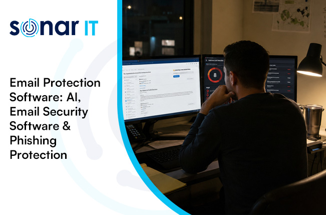 IT security agent working on his powerhouse software.