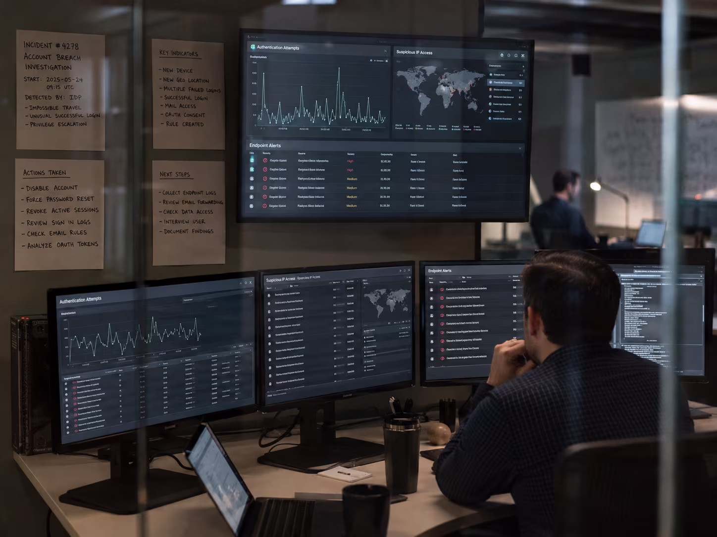IT specialist resolving Microsoft hacked incident