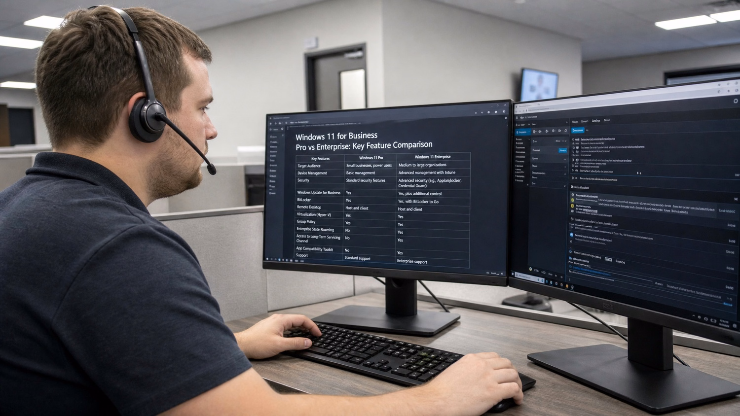 HELP DESK COUNTER An IT professional  one person at a help desk counter with