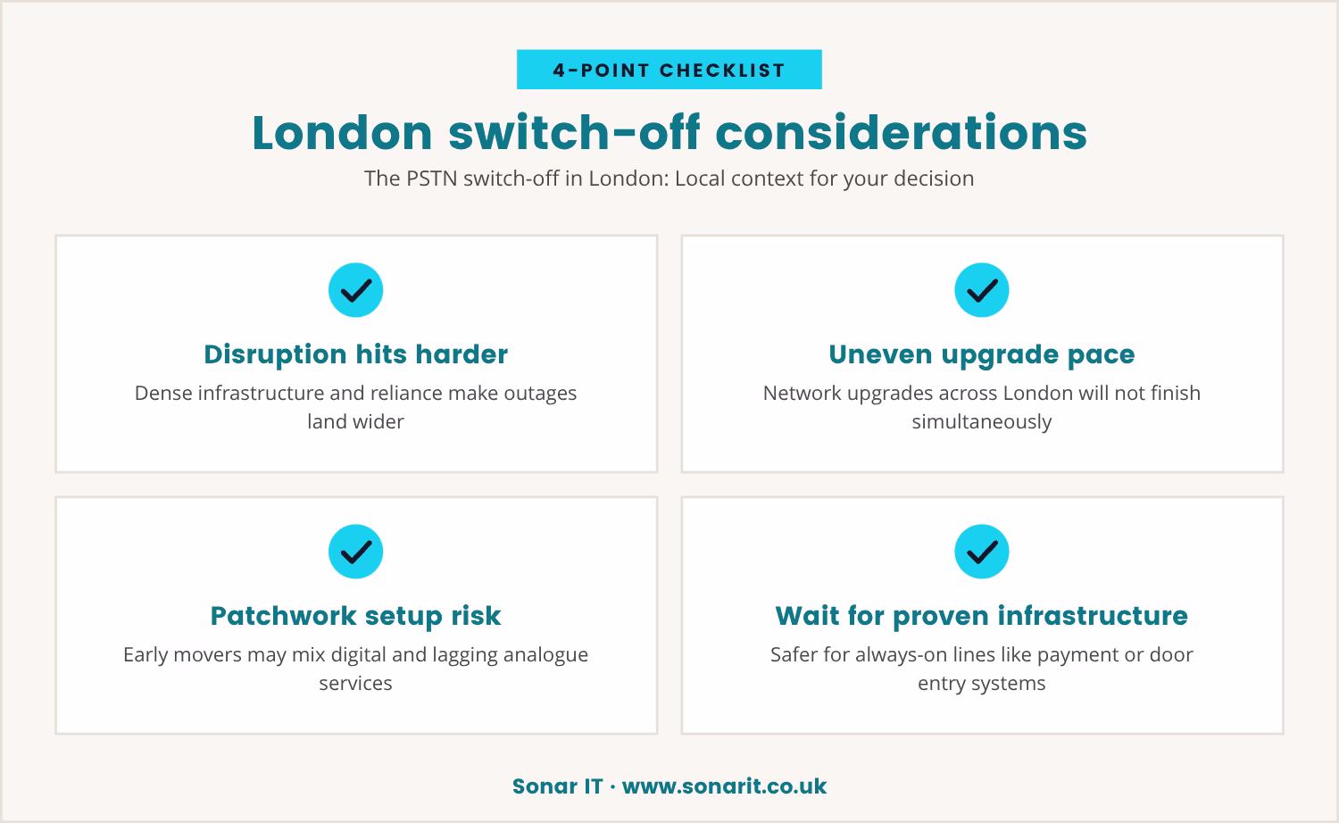 Checklist: London switch-off considerations