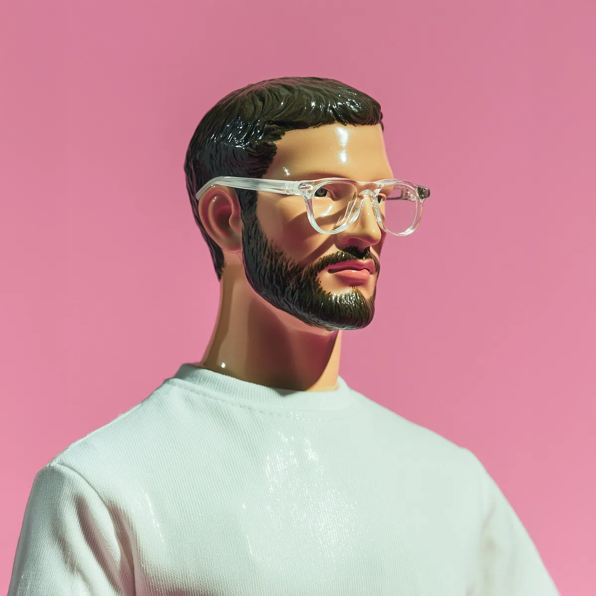 OWWO branded portrait of Julian Alterini, styled as a porcelain figurine.