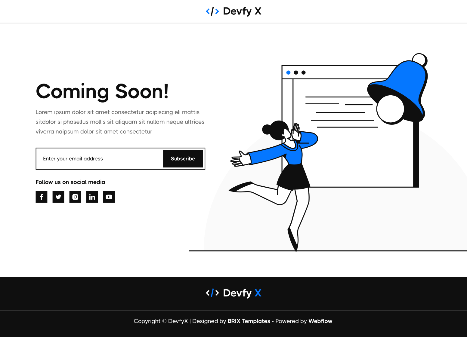 Devfy X - Coming Soon Utility Page - Development Agency Webflow Template